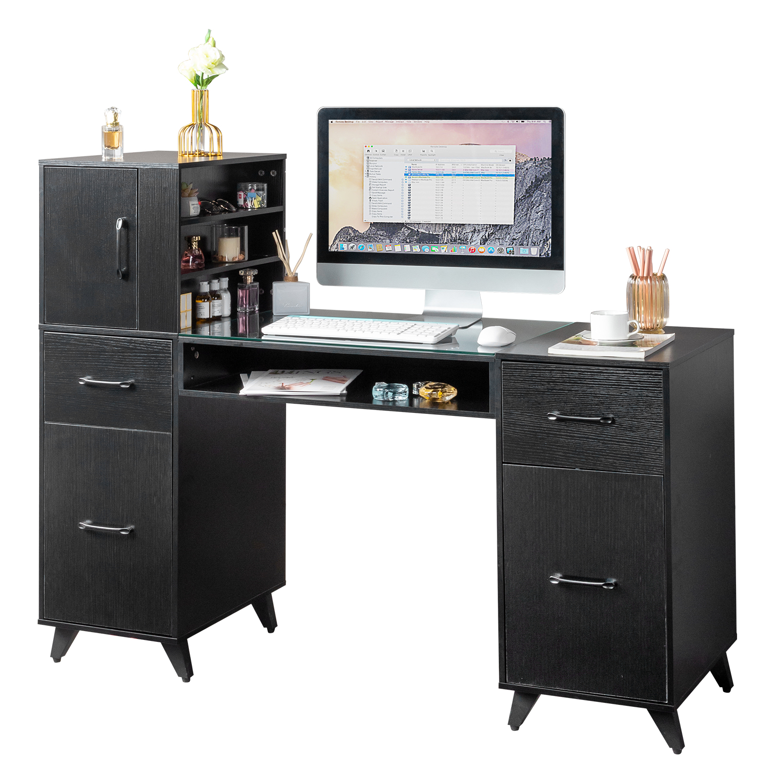 Manicure Nail Table Desk Spa Salon Beauty Station Equipment w/ Drawers + Cabinet - Picture 30 of 38