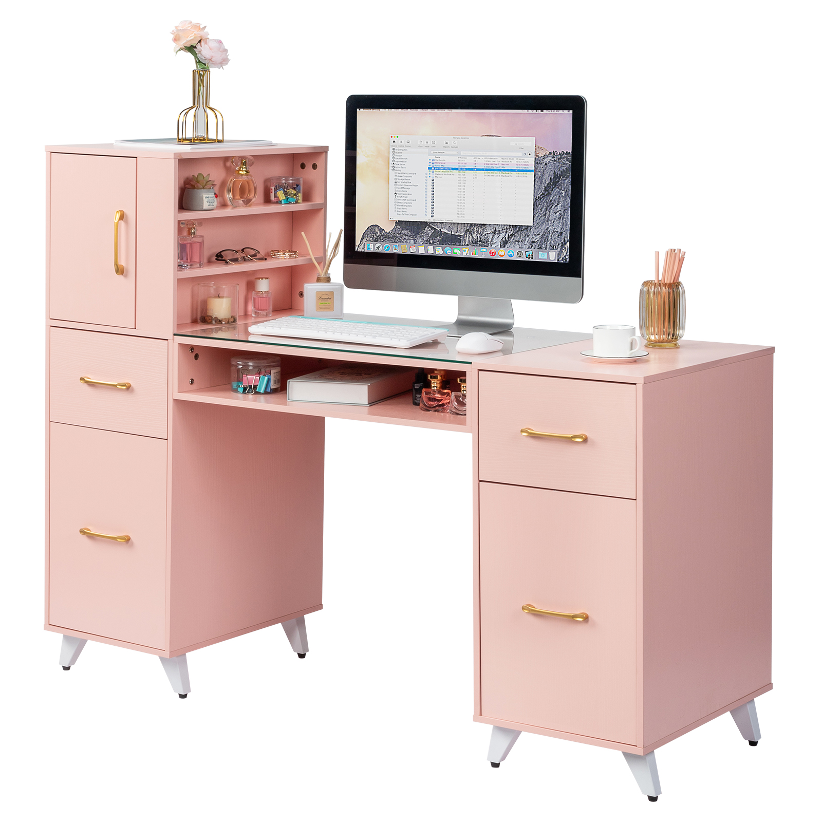 Manicure Table Nail Station Makeup Desk with Drawers Beauty Salon