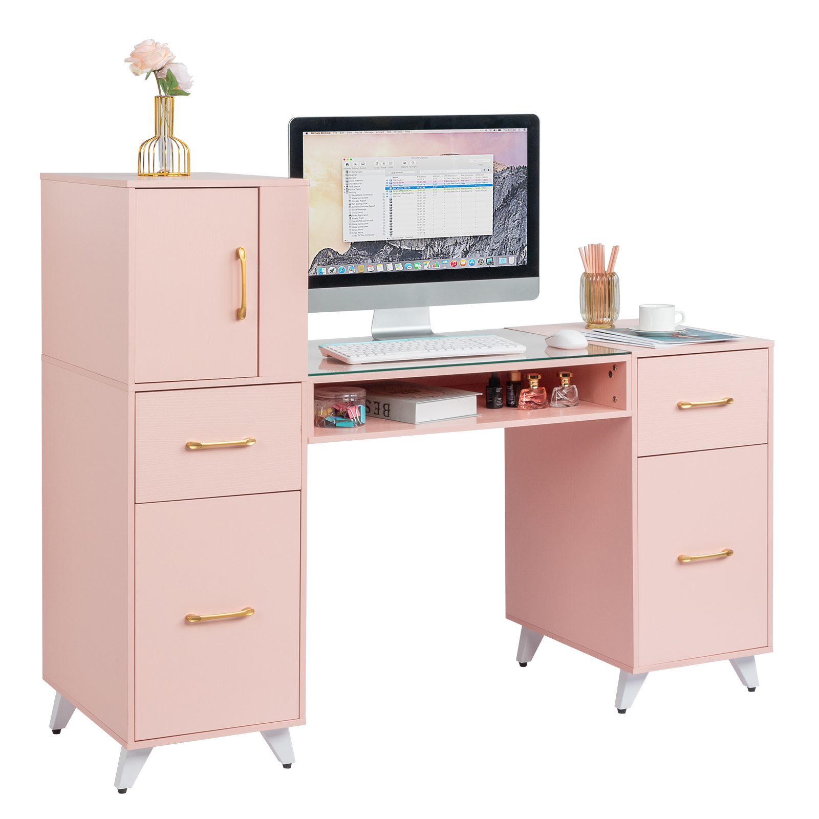 Manicure Table Nail Station Makeup Desk with Drawers Beauty Salon