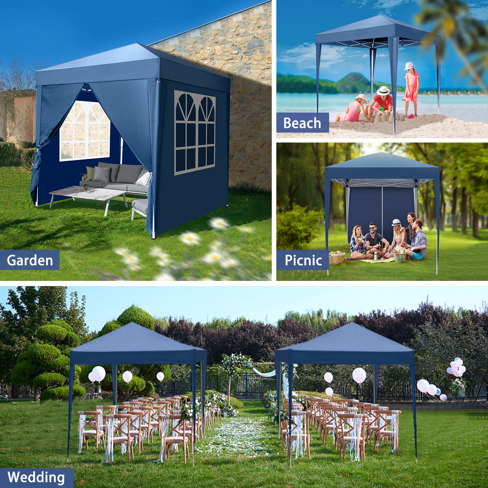 Pavillon 2x2m/3x3m/3x6m Faltpavillon Wasserdicht Partyzelt Gartenzelt UV Schutz - Bild 13 von 151