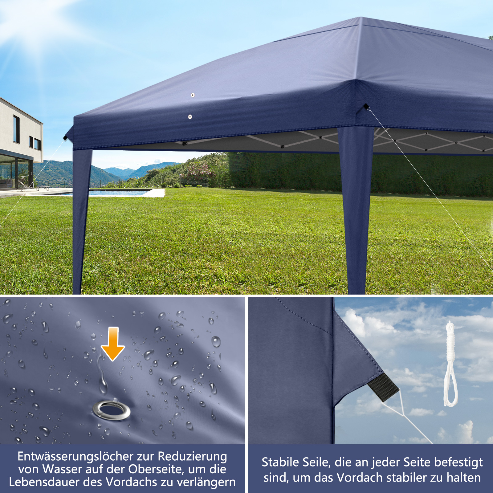 Pavillon 2x23x33x63x9m Faltpavillon Pop Up Partyzelt Gartenzelt UV Schutz DE