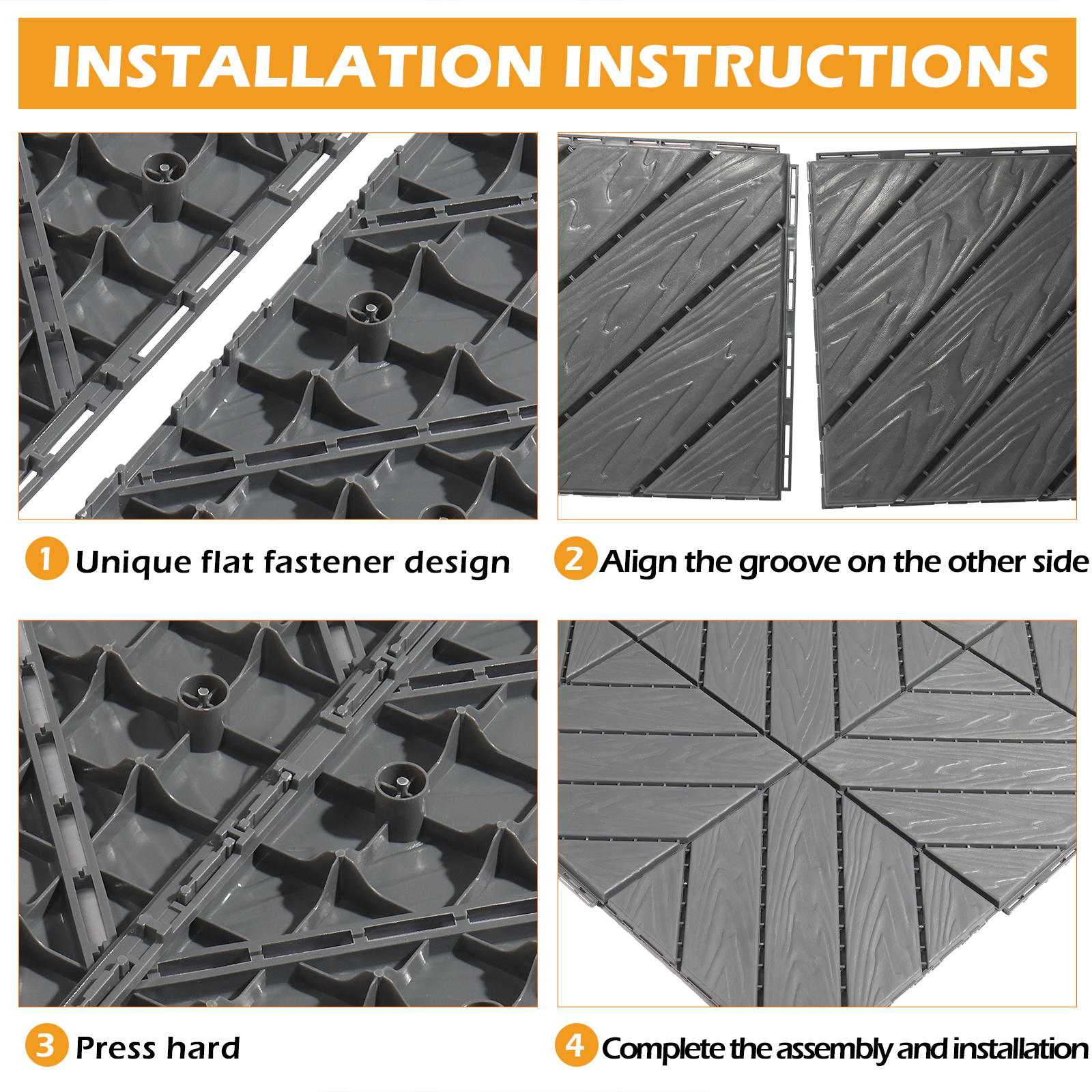 27x Plastic Patio Deck Tiles Interlocking Flooring Indoor&Outdoor 29X29/30X30CM - Picture 7 of 35