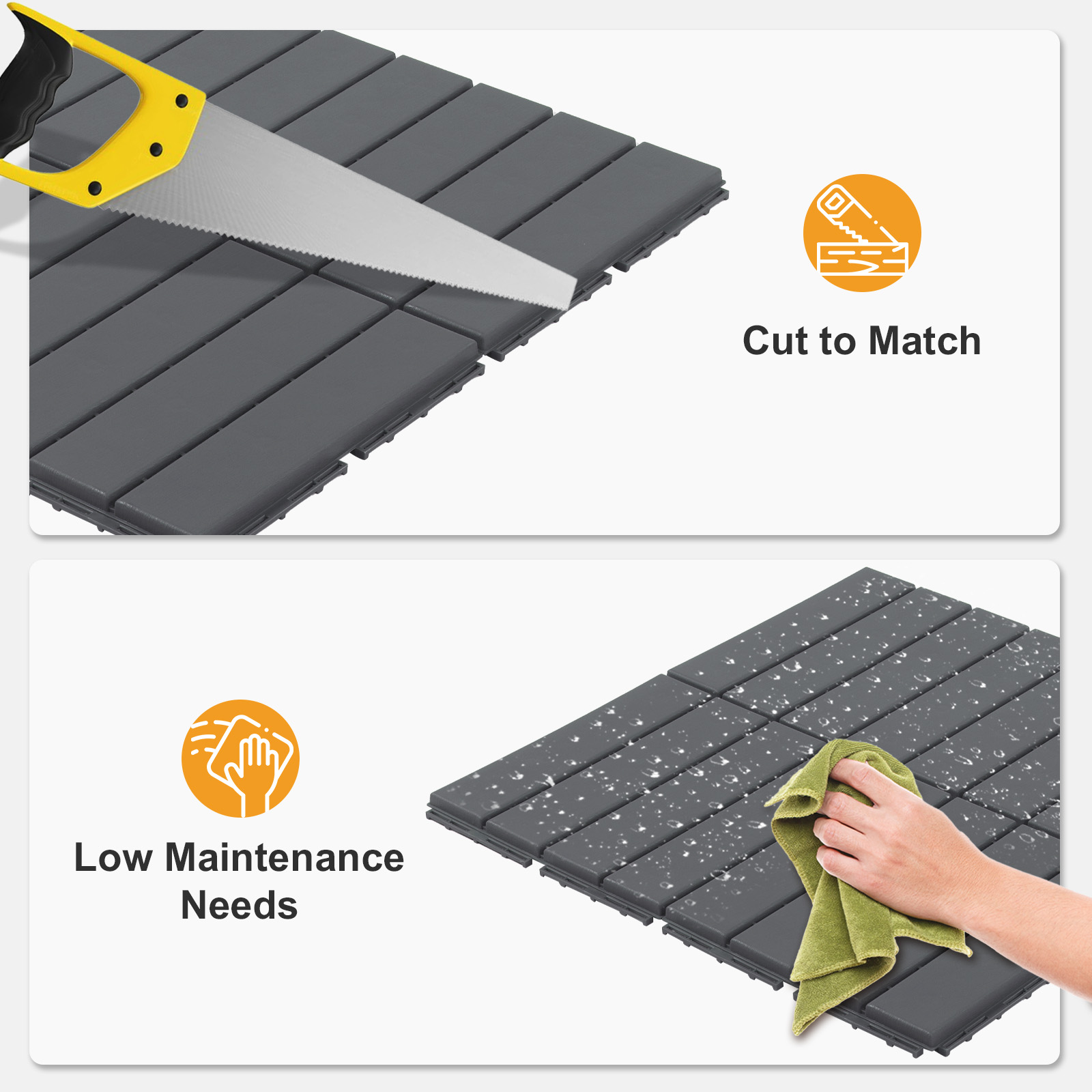27x Plastic Patio Deck Tiles Interlocking Flooring Indoor&Outdoor 29X29/30X30CM - Picture 11 of 35