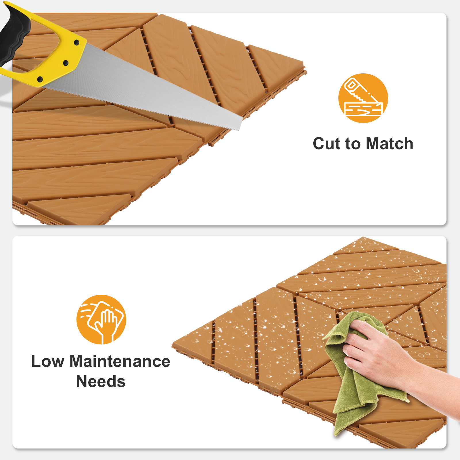 27x Plastic Patio Deck Tiles Interlocking Flooring Indoor&Outdoor 29X29/30X30CM - Picture 16 of 35