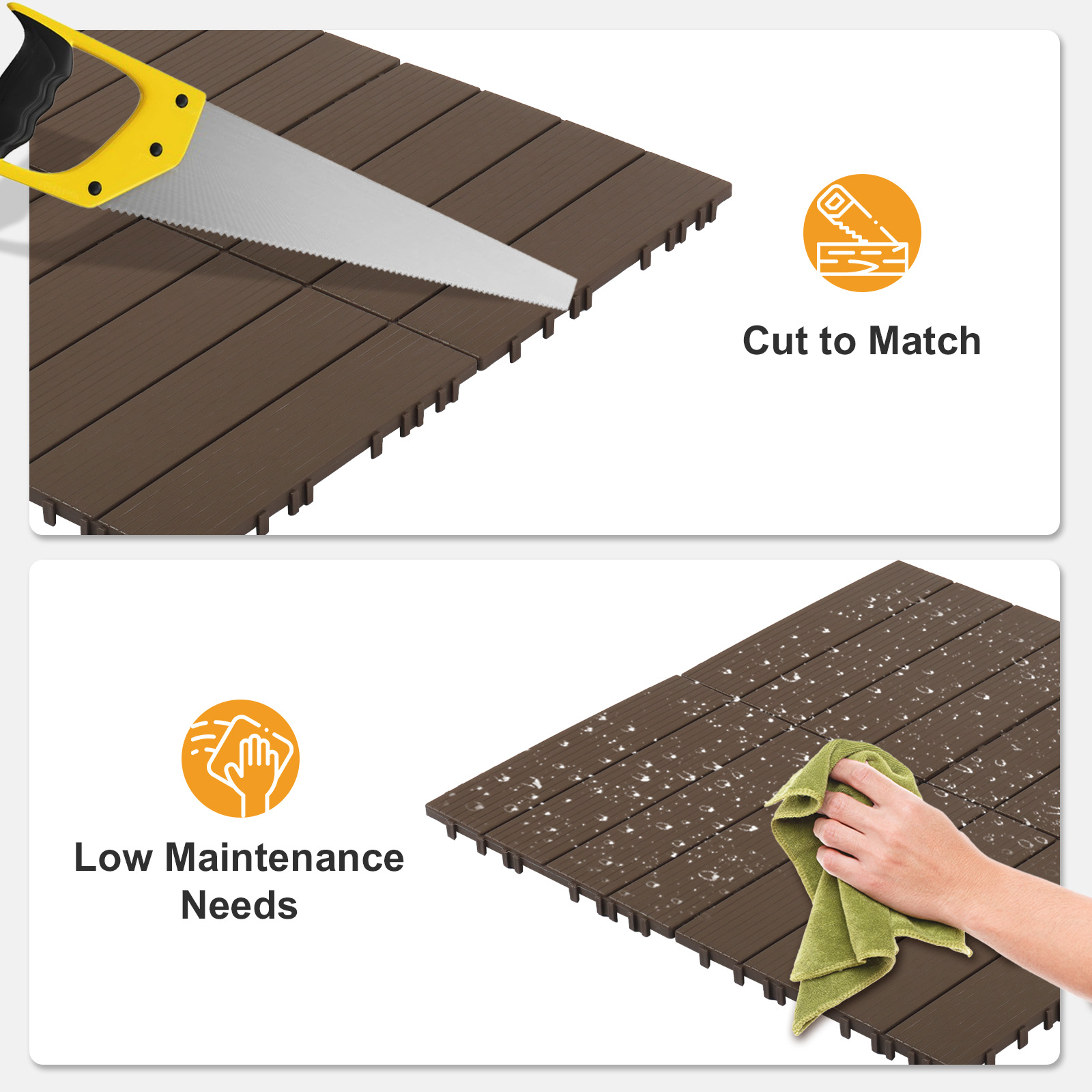 27x Plastic Patio Deck Tiles Interlocking Flooring Indoor&Outdoor 29X29/30X30CM - Picture 26 of 35