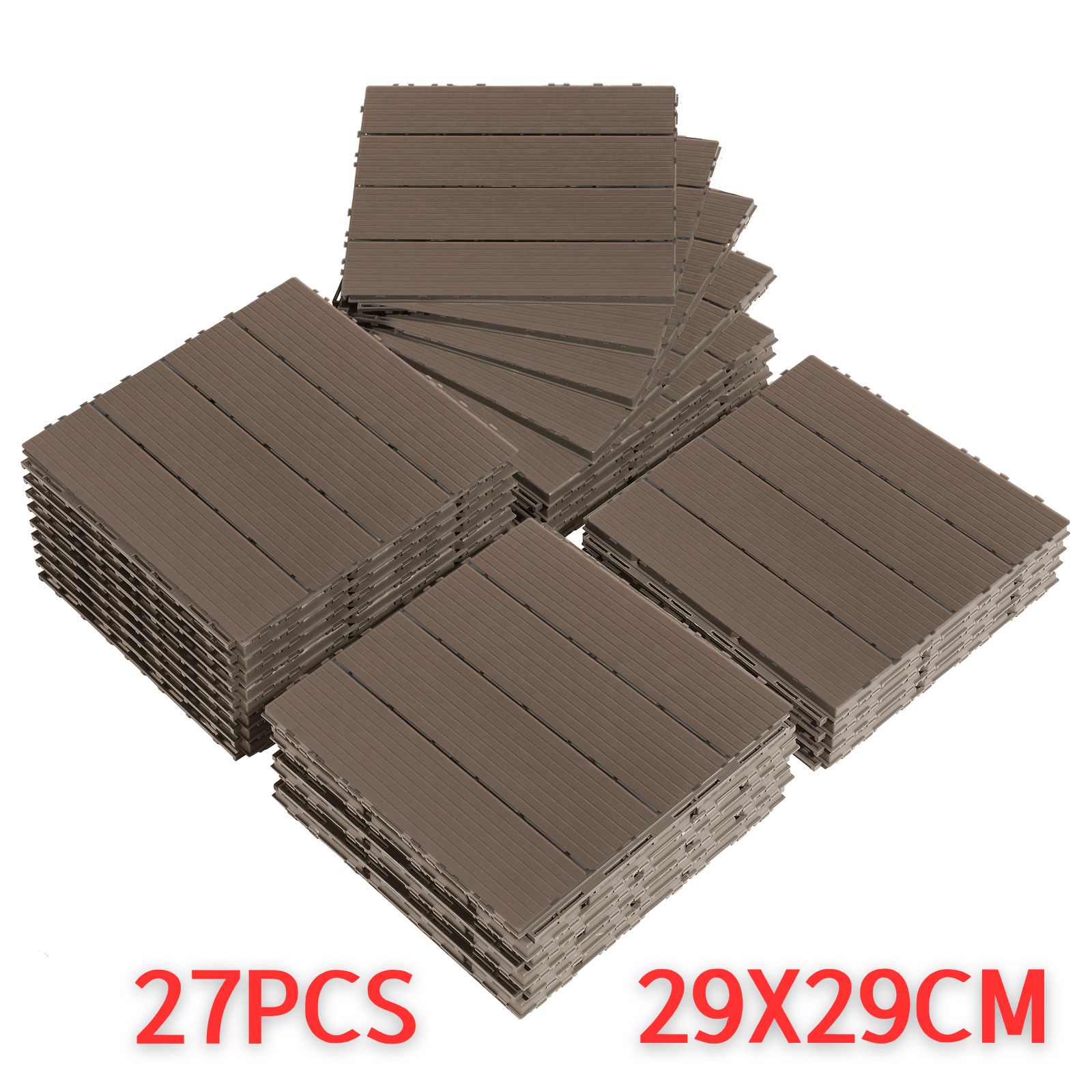 27x Plastic Patio Deck Tiles Interlocking Flooring Indoor&Outdoor 29X29/30X30CM