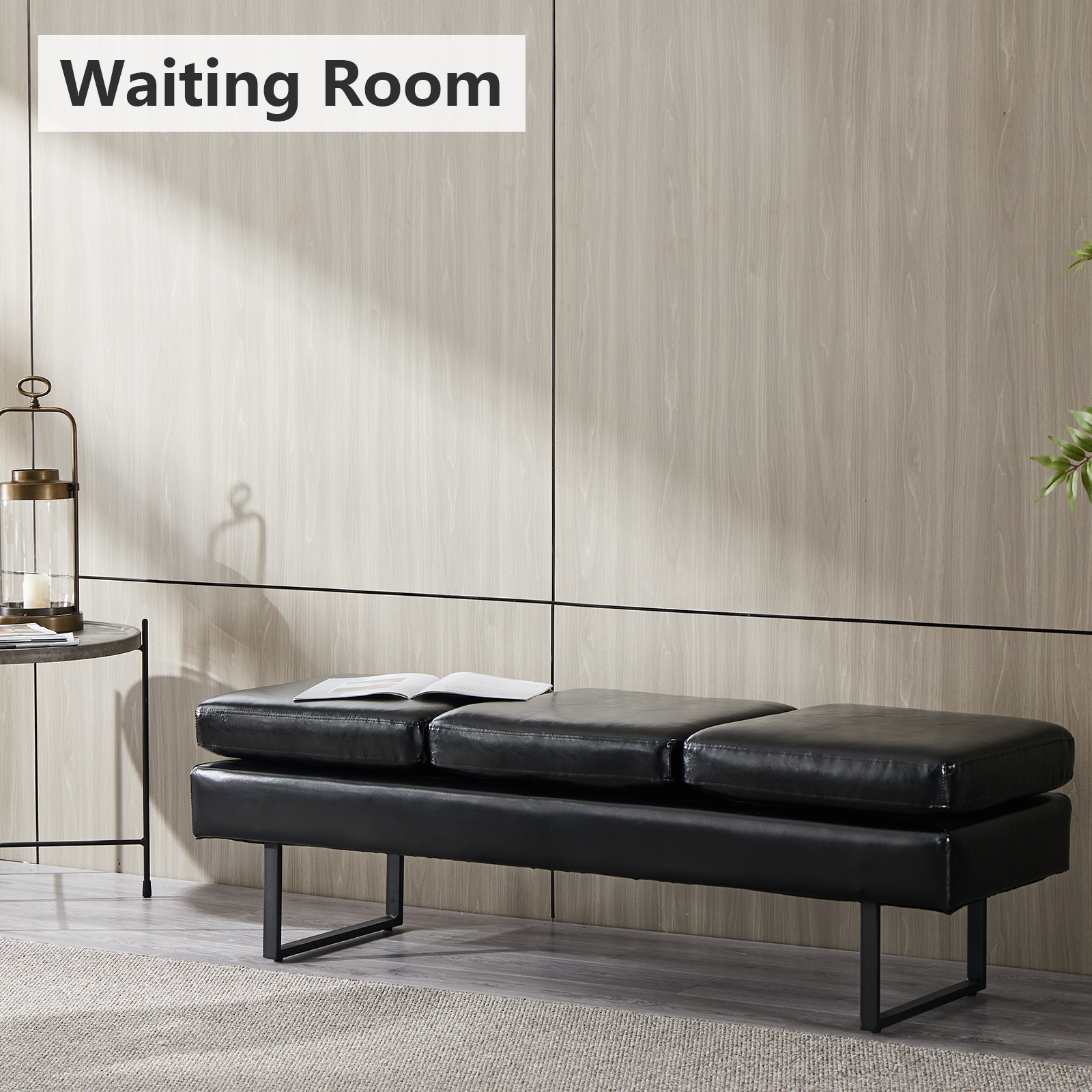 Barber Salon Reception Bench Black