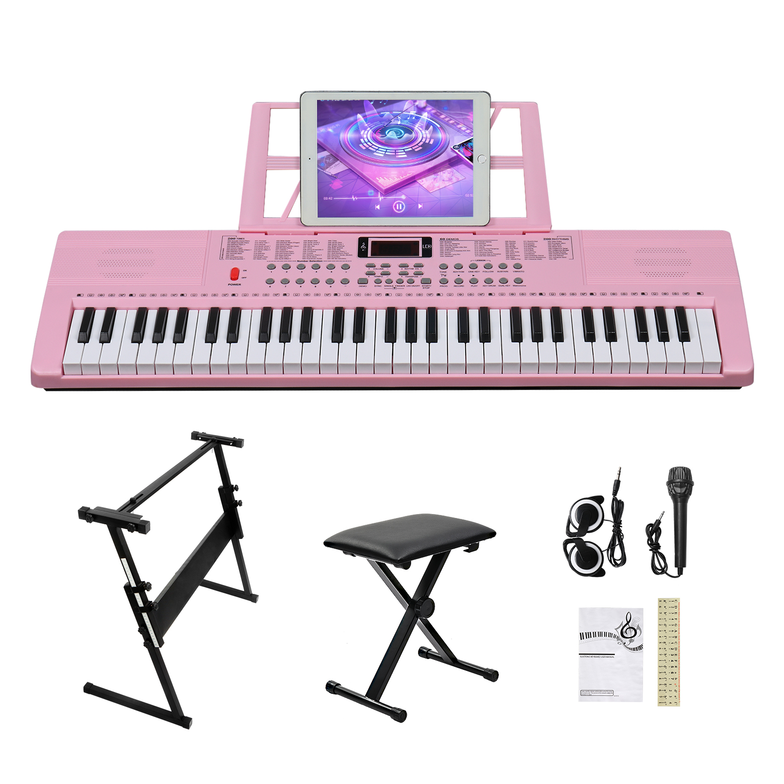 Ktaxon 61-Key Digital Electronic Keyboard Piano, Beginner Kit with Stand ,Bench