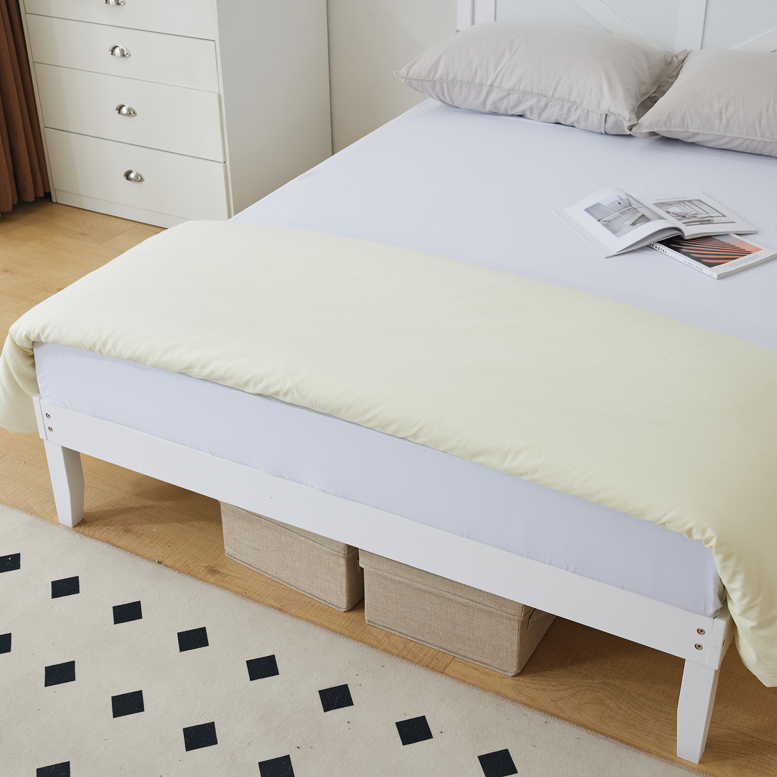 Twin Full Queen Platform Bed Frame Matress Foundation with Headboard Footboard