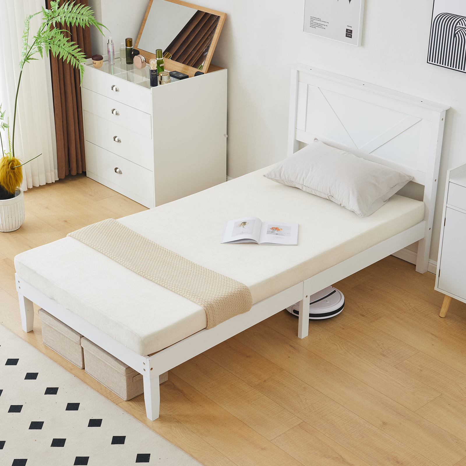 Twin Full Queen Platform Bed Frame Matress Foundation with Headboard Footboard