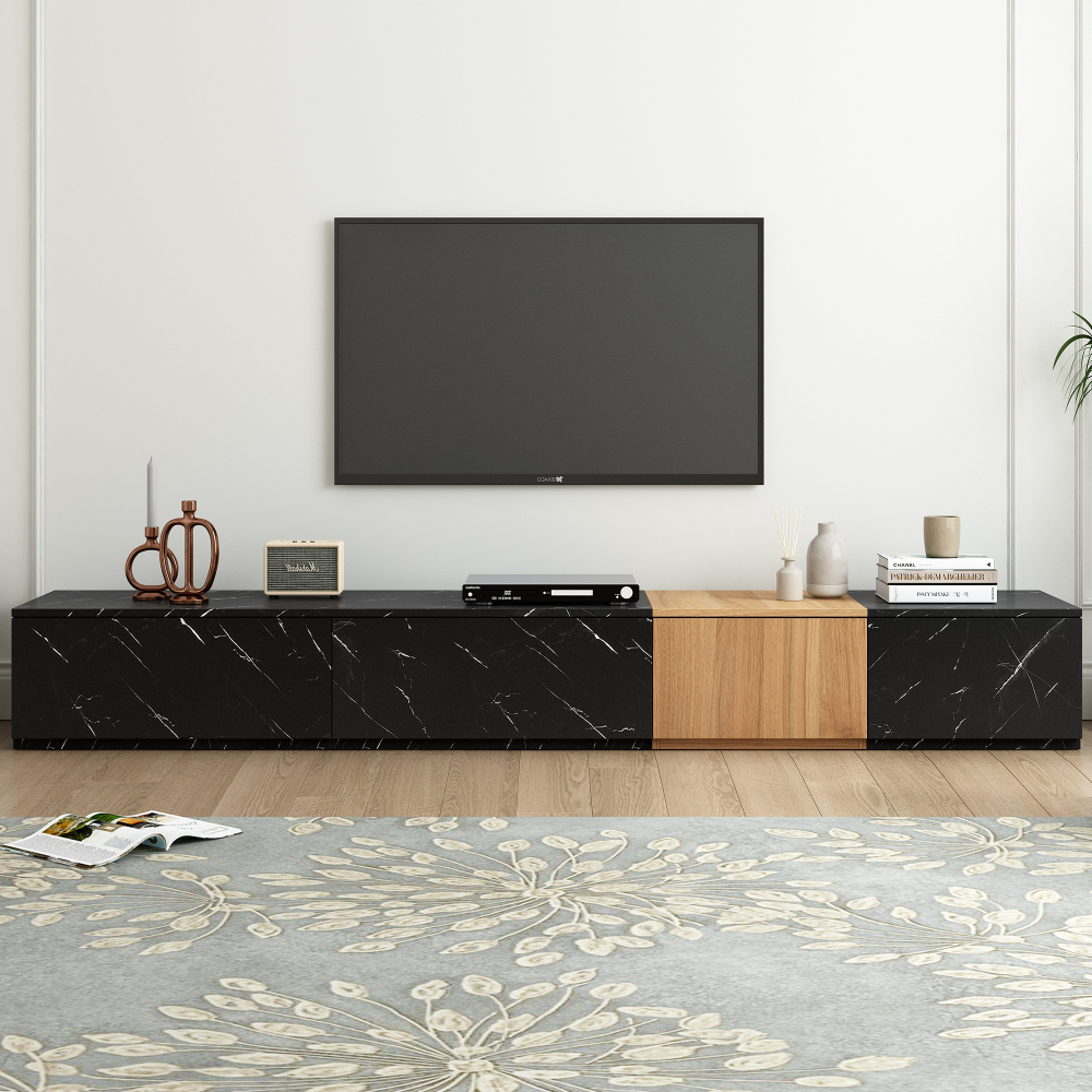 W/faux Marble&walnut Wood Grain Finish For Tv Up To 88'