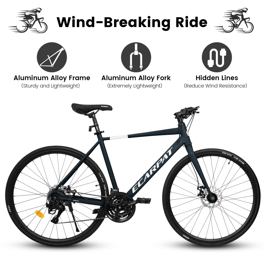 Light Weight Aluminum Frame 700c Road Bike with 24-Speed L-TWOO Disc Brakes