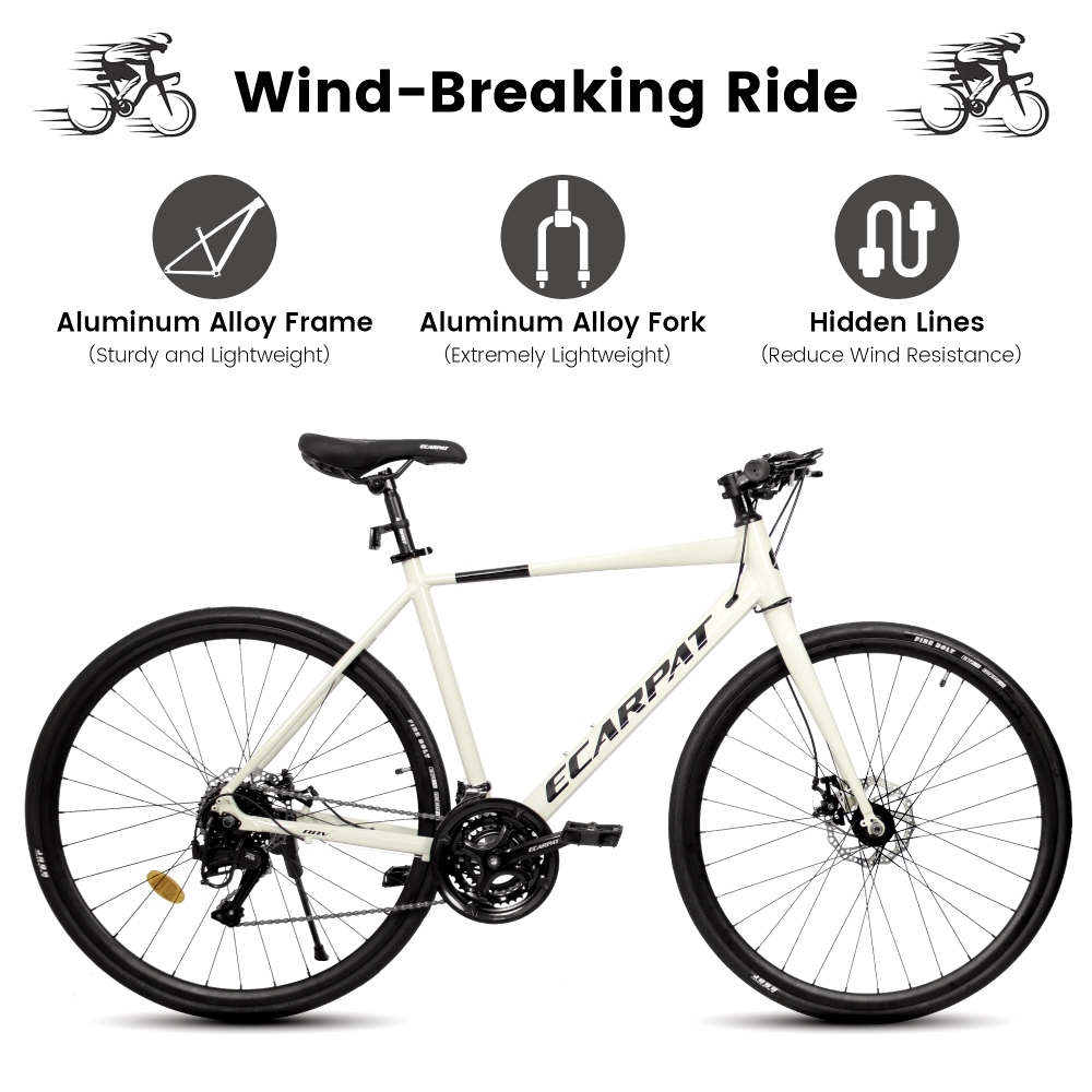 Light Weight Aluminum Frame 700c Road Bike with 24-Speed L-TWOO Disc Brakes