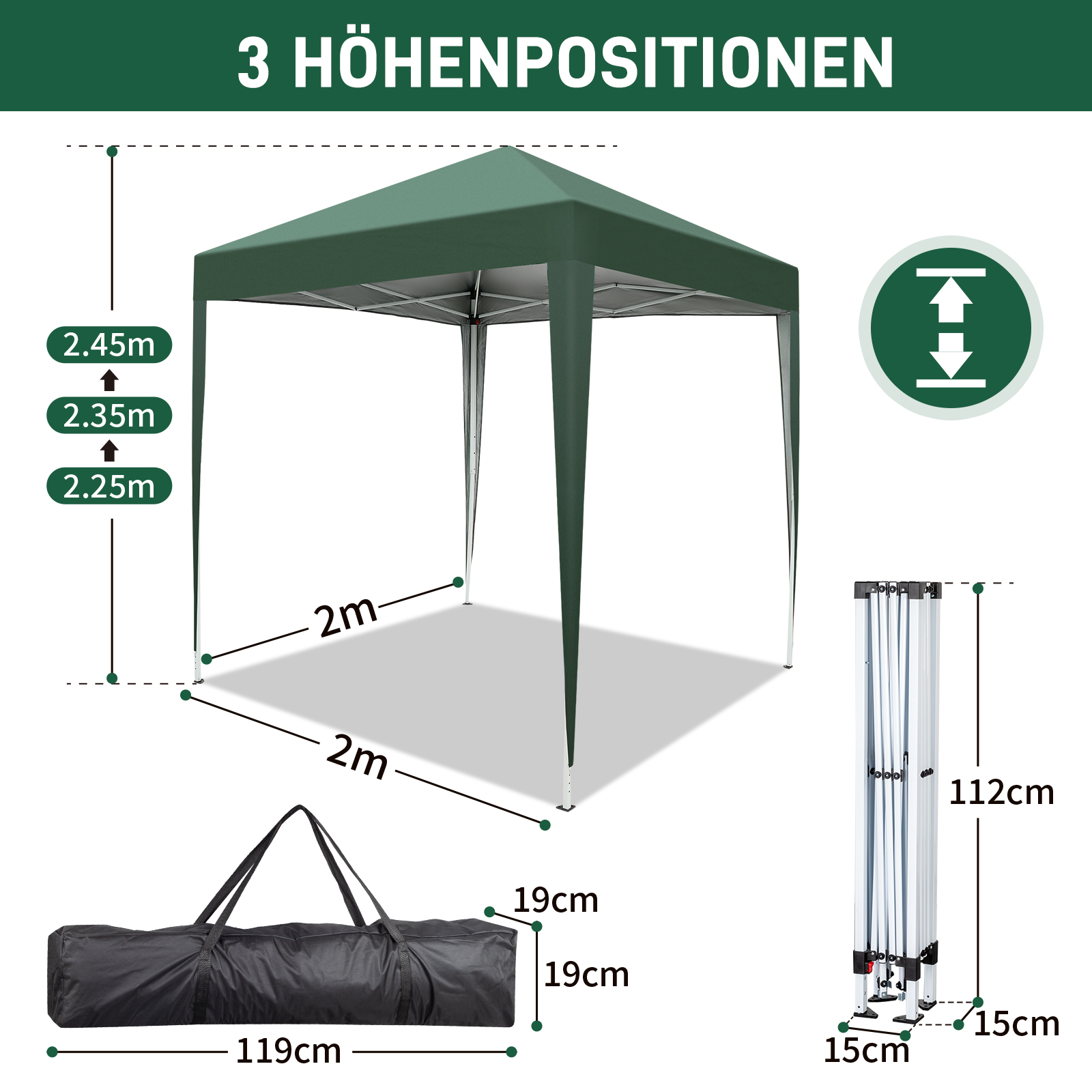 Pavillon 2x23x3 M Wasserdicht Faltpavillon Partyzelt Gartenzelt UV Schutz 2024