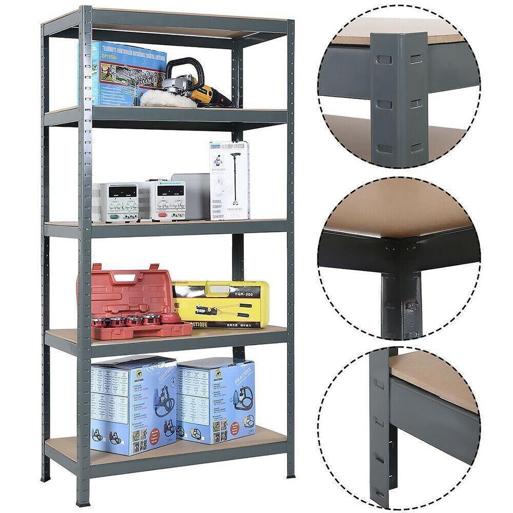 5 Tier Garage Shelf Metal Storage Adjustable Shelves Heavy Duty Space Holder