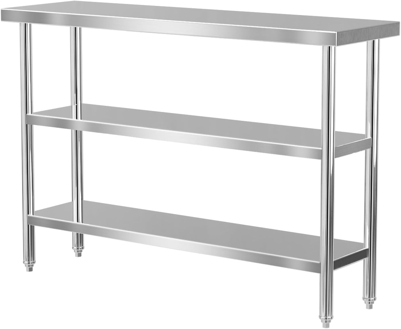 Stainless Steel Table w/ 2 Shelves /Adjustable Feet Heavy Duty Prep & Work Table