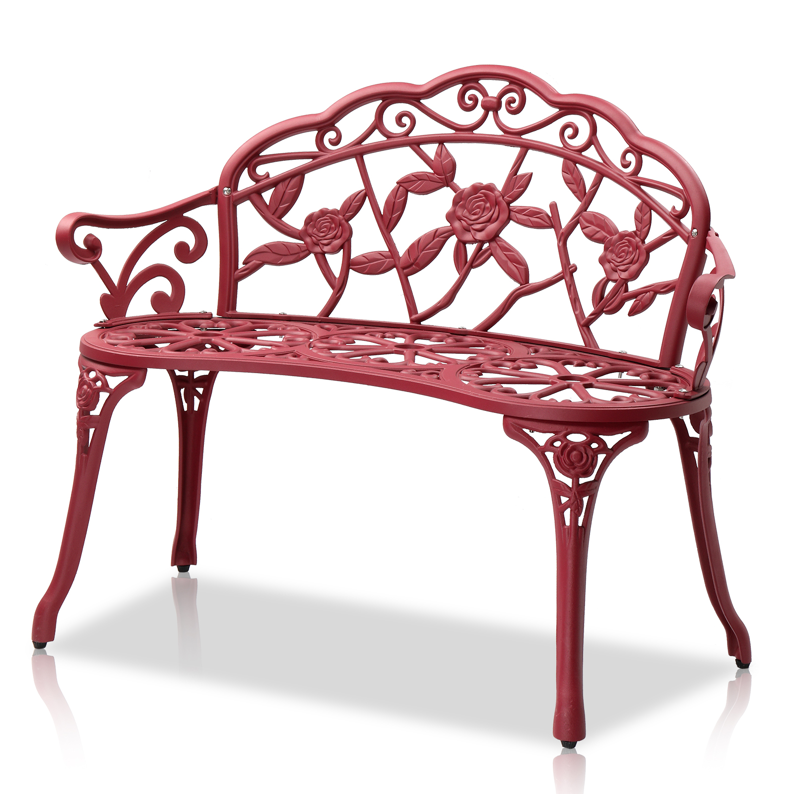 Patio Garden Bench Park Yard Outdoor Furniture Cast Aluminum Porch Chair 3 Color - Picture 13 of 13