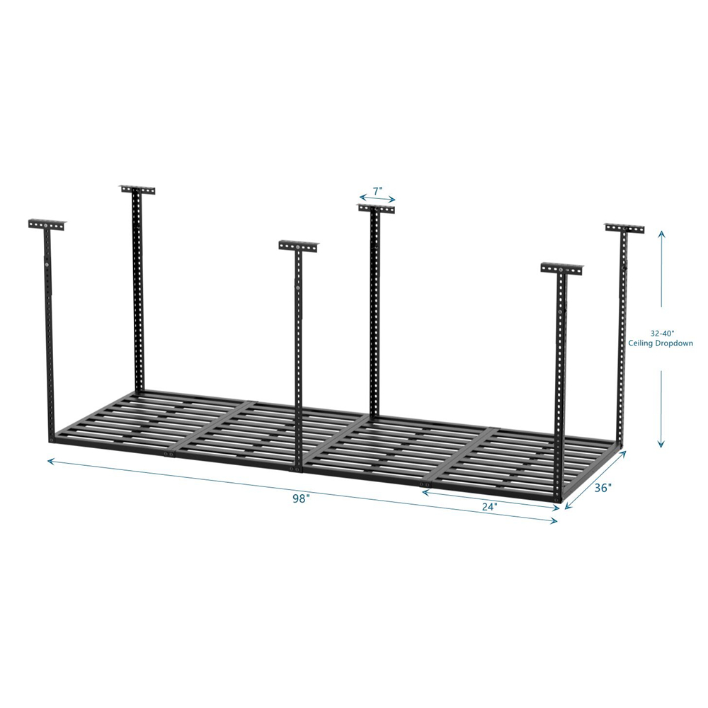 3x 6/8FT Overhead Adjustable Heavy Duty Metal Garage Ceiling Storage Shelves