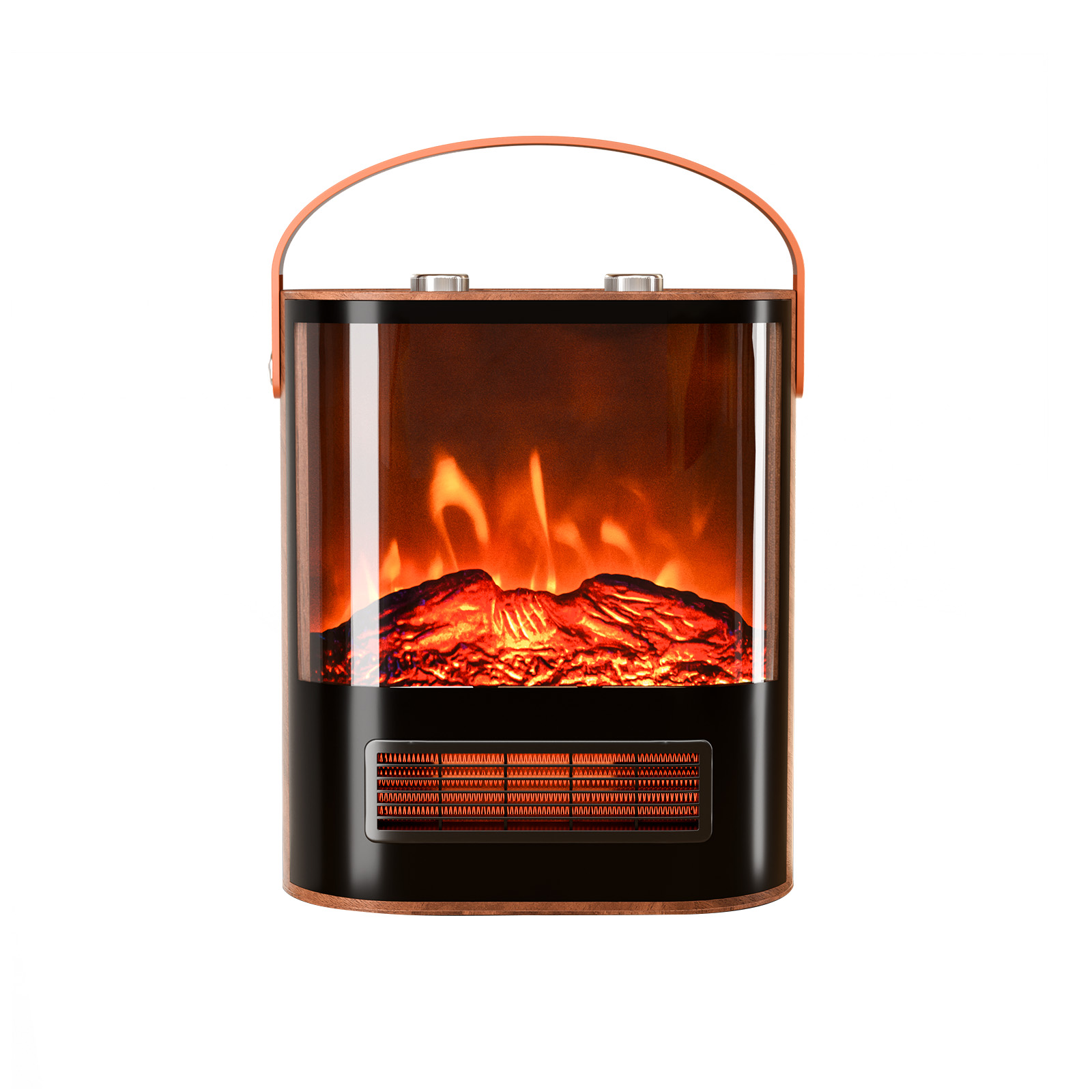 Electric Fireplace w/ Realistic Flame, 1500W Portable Freestanding Space Heater