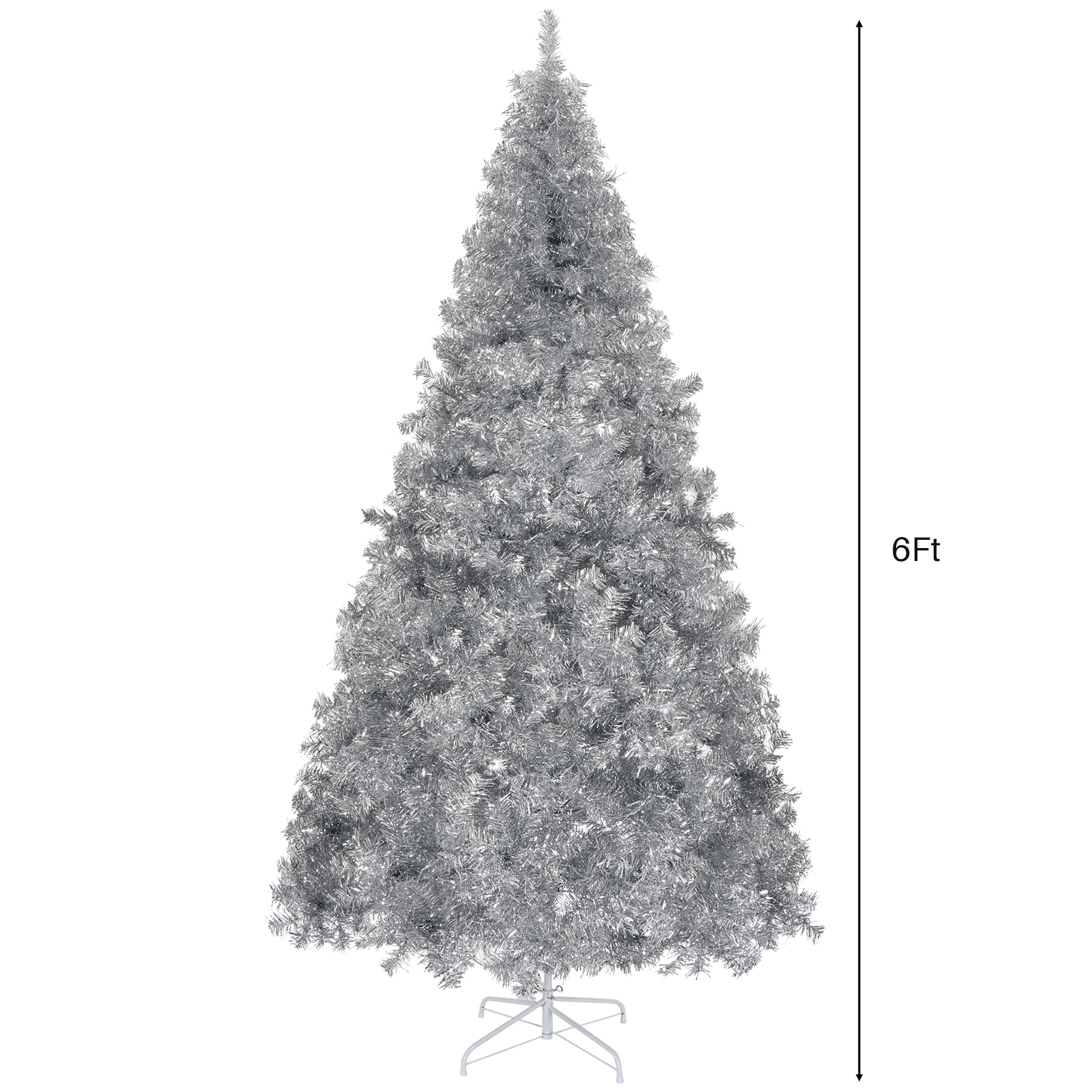 6/7Ft Silver Christmas Tree Bushy Artificial Xmas Tree with Stand Home Decor