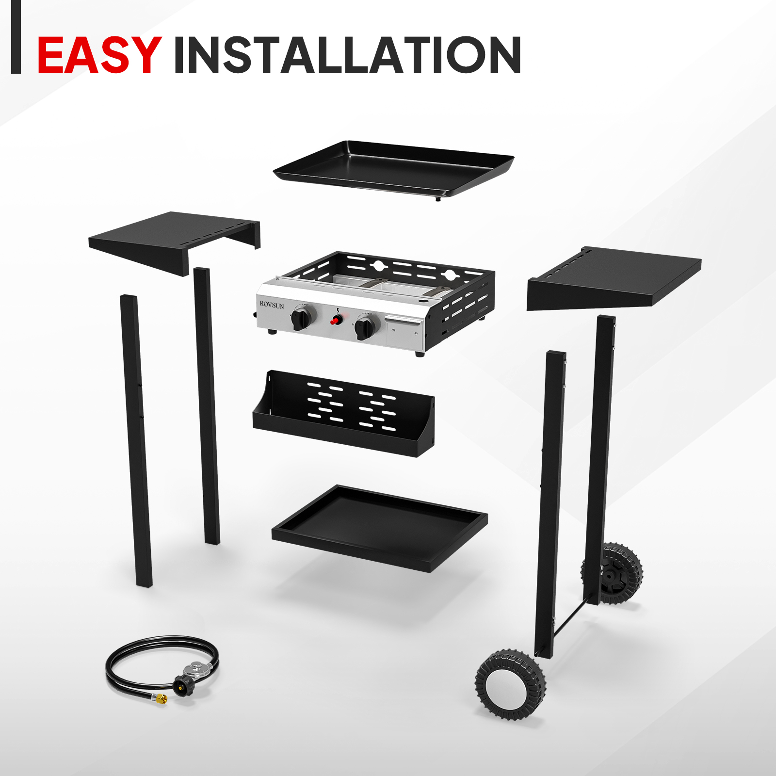 2-4 Burner Propane Gas Flat Top Griddle w/ Piezo Ignition & Enameled Tray - Picture 23 of 38