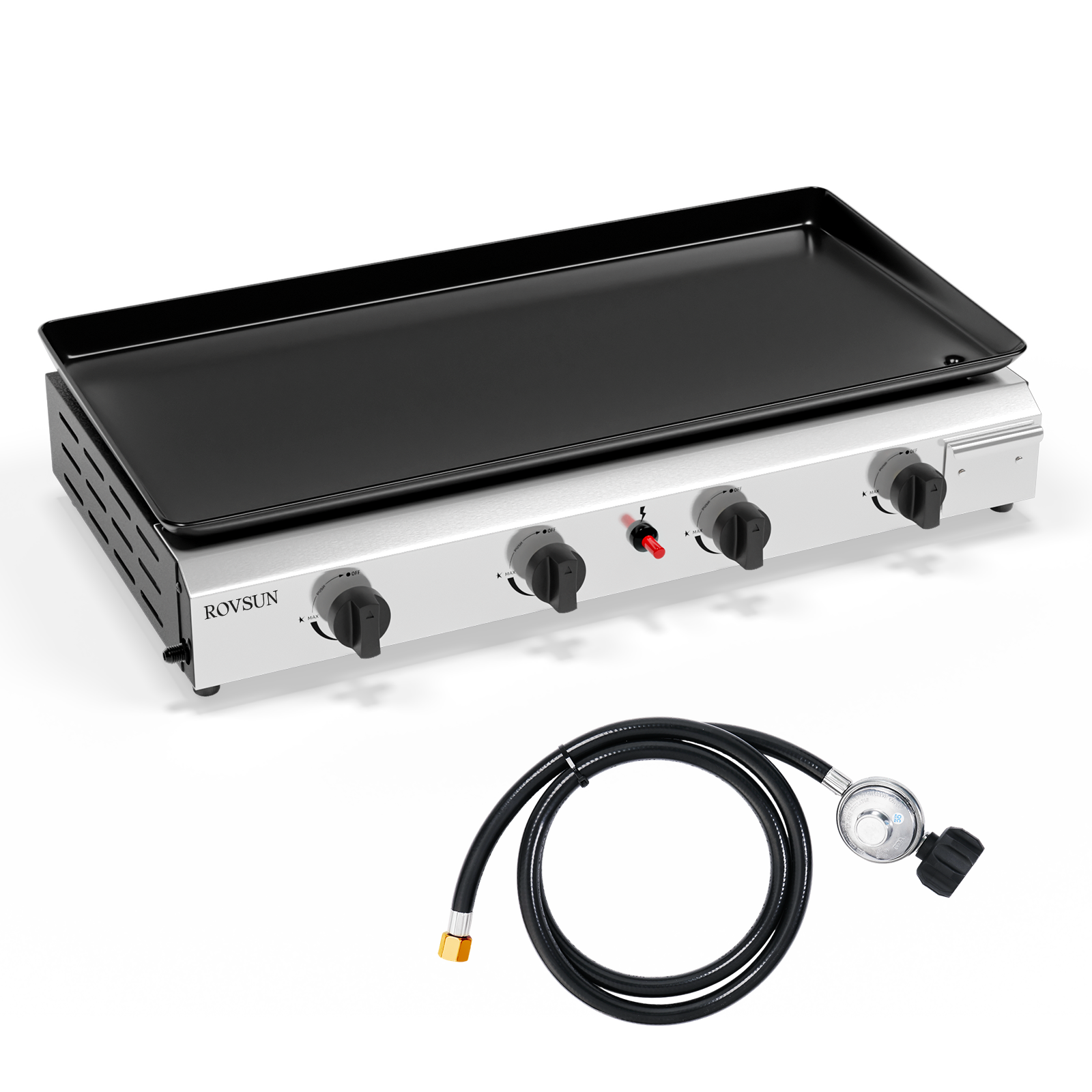 2-4 Burner Propane Gas Flat Top Griddle w/ Piezo Ignition & Enameled Tray - Picture 30 of 38