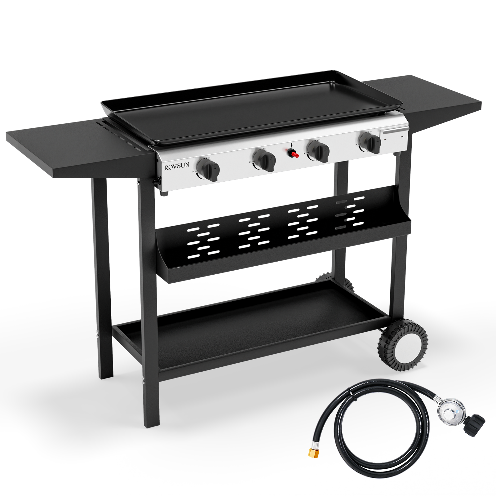 2-4 Burner Propane Gas Flat Top Griddle w/ Piezo Ignition & Enameled Tray - Picture 11 of 38