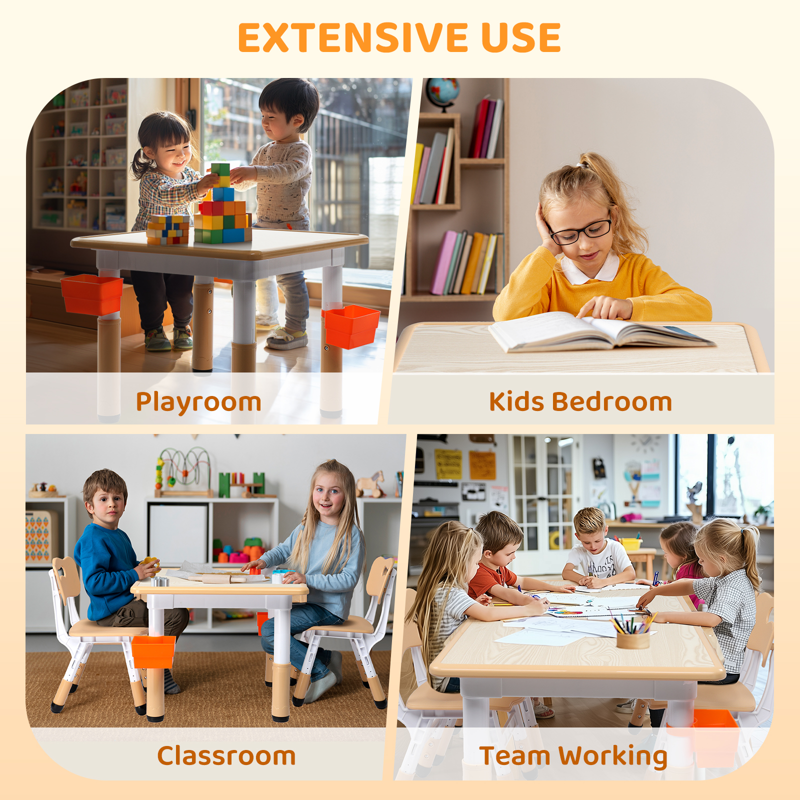 Adjustable Kids Study Table and 2 Chairs Set for Age 3-8 Children and Toddlers - Picture 7 of 14