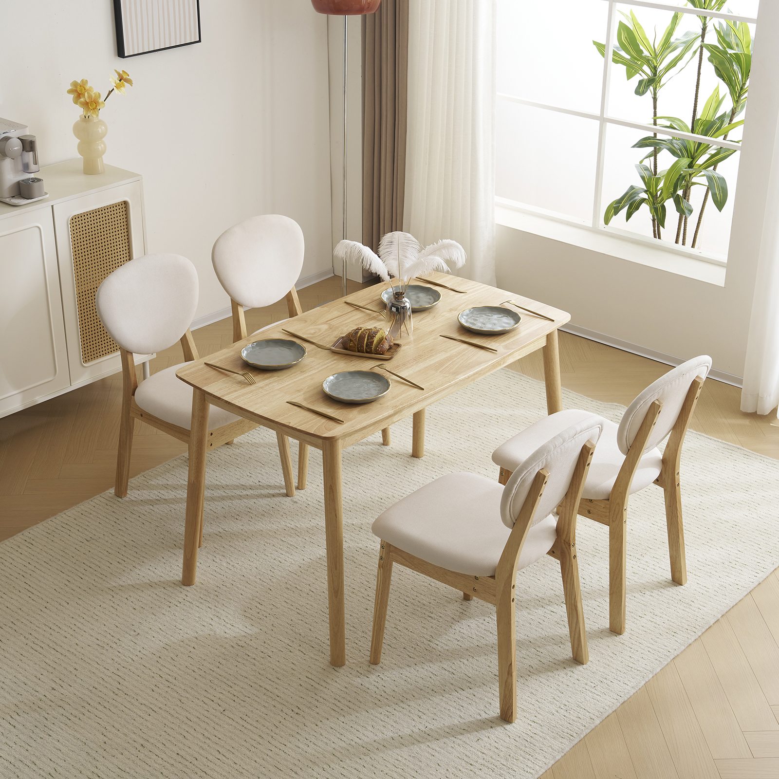 5-Piece Dining Table Set Home Furniture Modern W/ 4 Stools for Breakfast Dinner - Picture 24 of 32