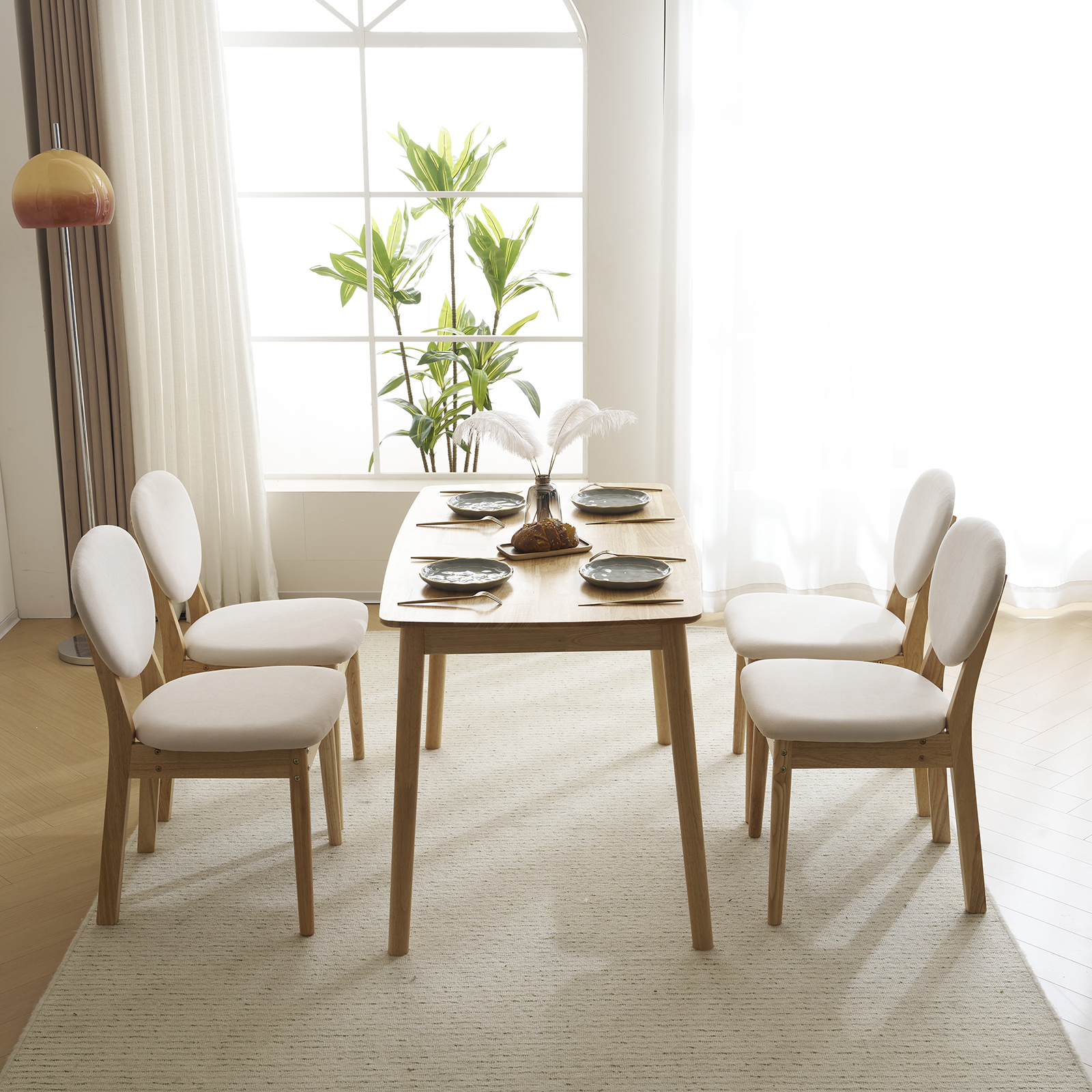5-Piece Dining Table Set Home Furniture Modern W/ 4 Stools for Breakfast Dinner - Picture 26 of 32