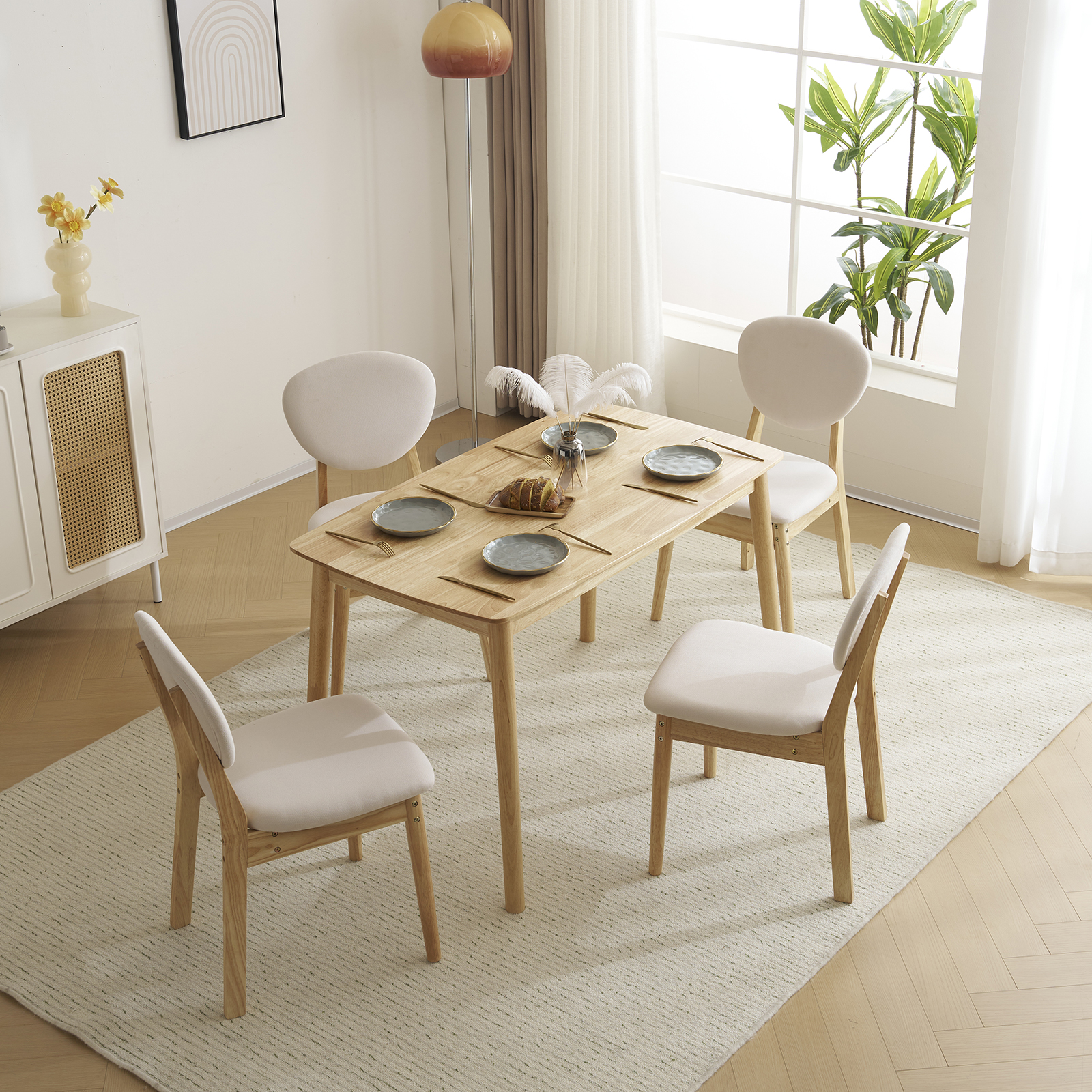 5-Piece Dining Table Set Home Furniture Modern W/ 4 Stools for Breakfast Dinner - Picture 27 of 32