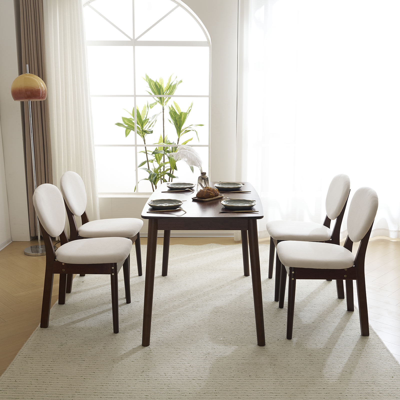 5-Piece Dining Table Set Home Furniture Modern W/ 4 Stools for Breakfast Dinner - Picture 28 of 32