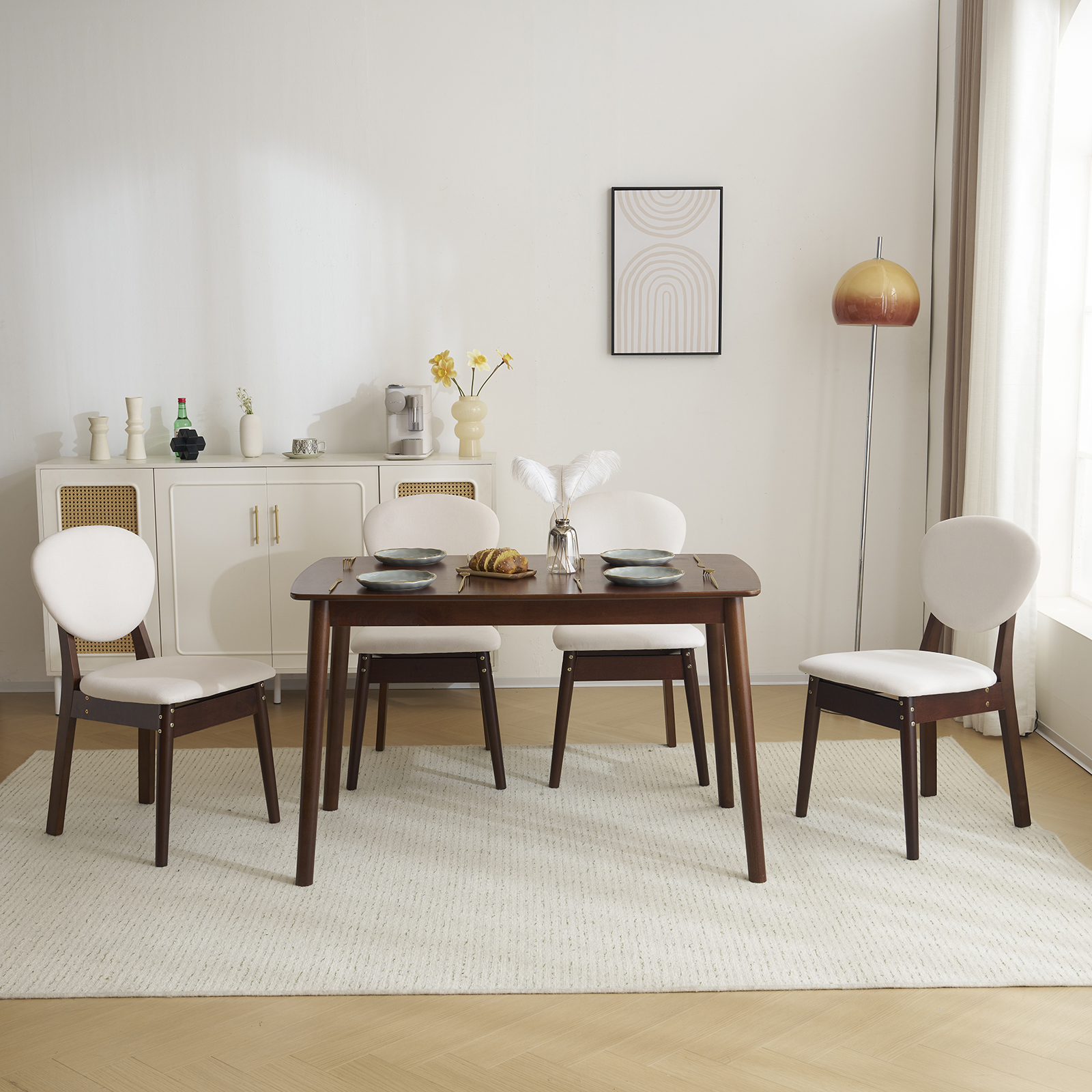 5-Piece Dining Table Set Home Furniture Modern W/ 4 Stools for Breakfast Dinner - Picture 31 of 32