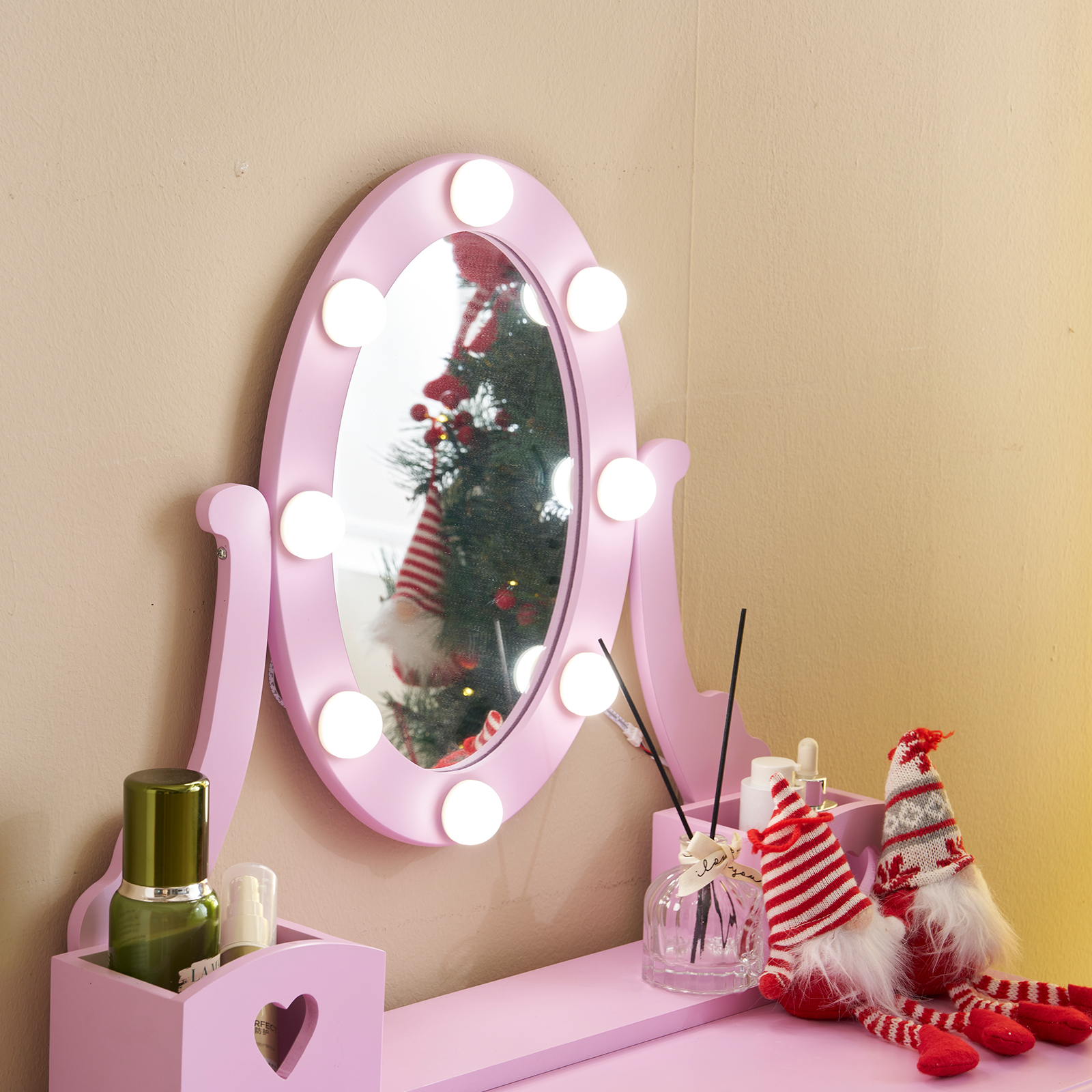 Kids Girls Vanity Table Set Makeup Dressing Mirror with Drawers Stool Xmas Gift - Picture 71 of 75