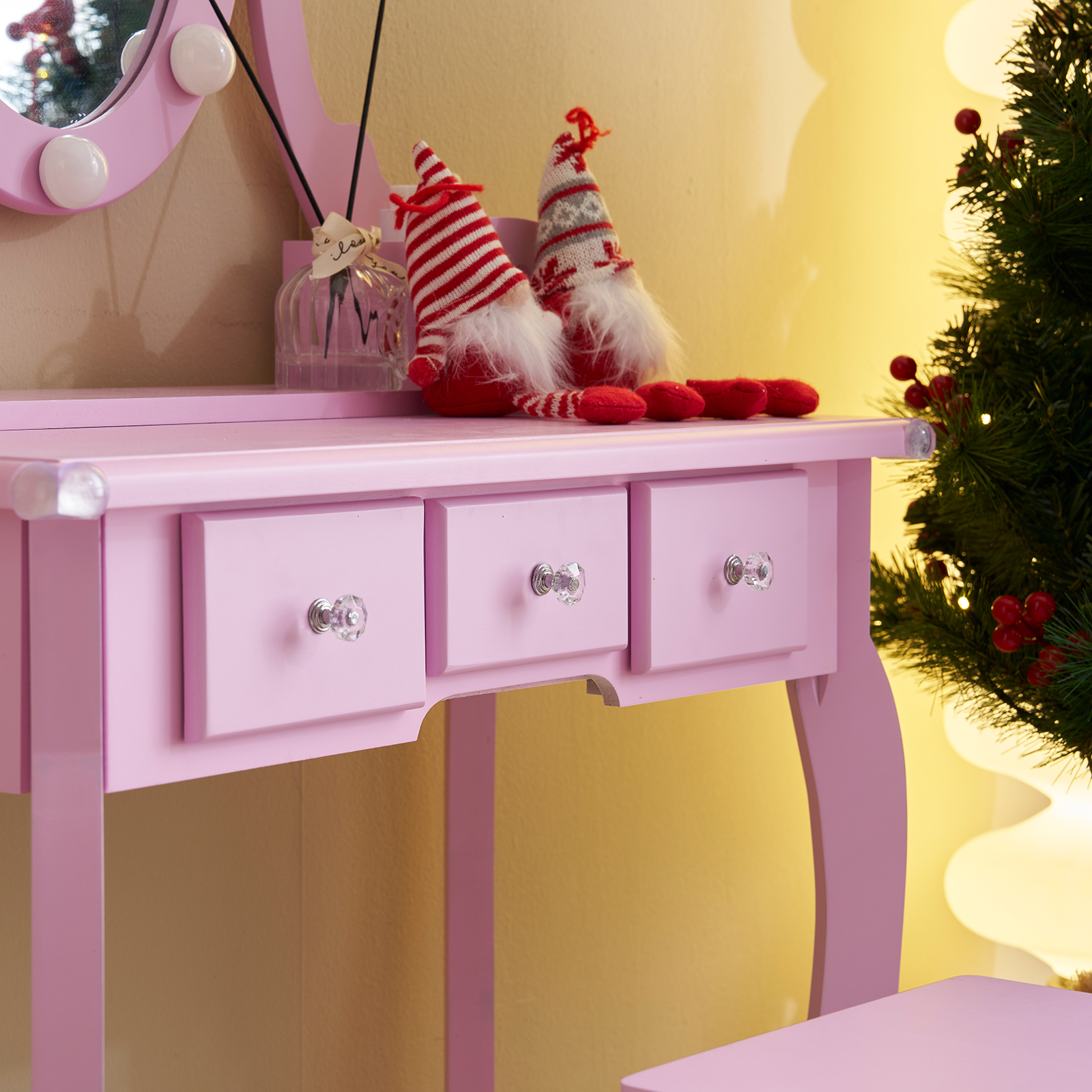 Kids Girls Vanity Table Set Makeup Dressing Mirror with Drawers Stool Xmas Gift - Picture 72 of 75