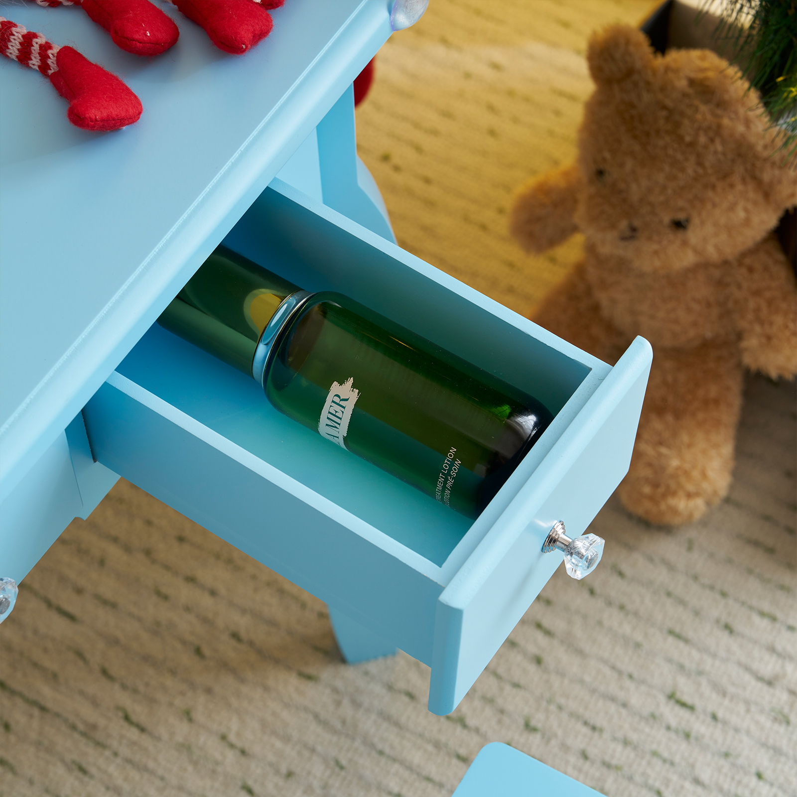 Kids Girls Vanity Table Set Makeup Dressing Mirror with Drawers Stool Xmas Gift - Picture 10 of 75