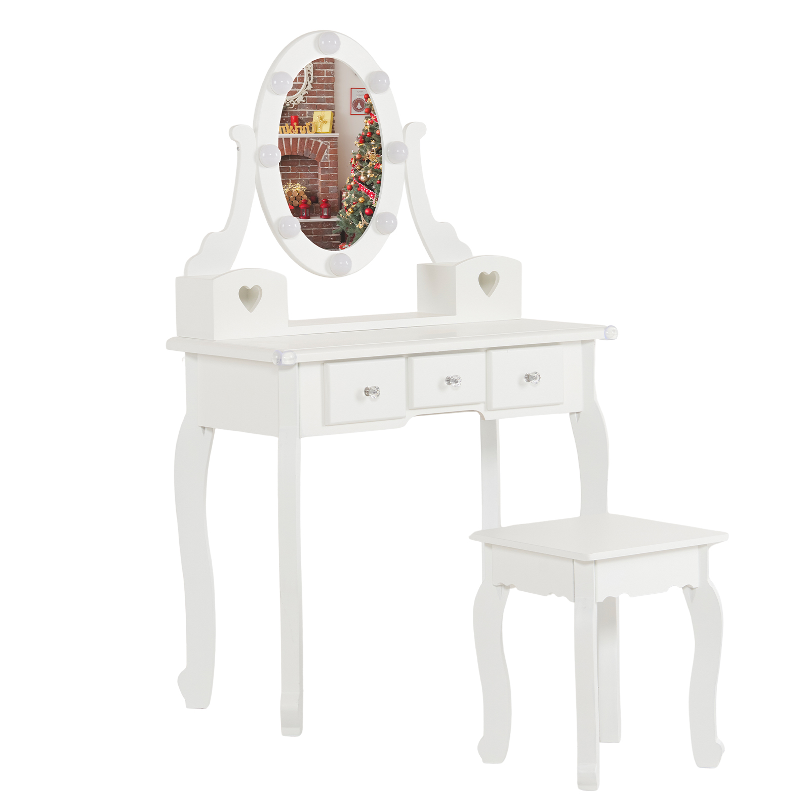 Kids Girls Vanity Table Set Makeup Dressing Mirror with Drawers Stool Xmas Gift - Picture 13 of 75
