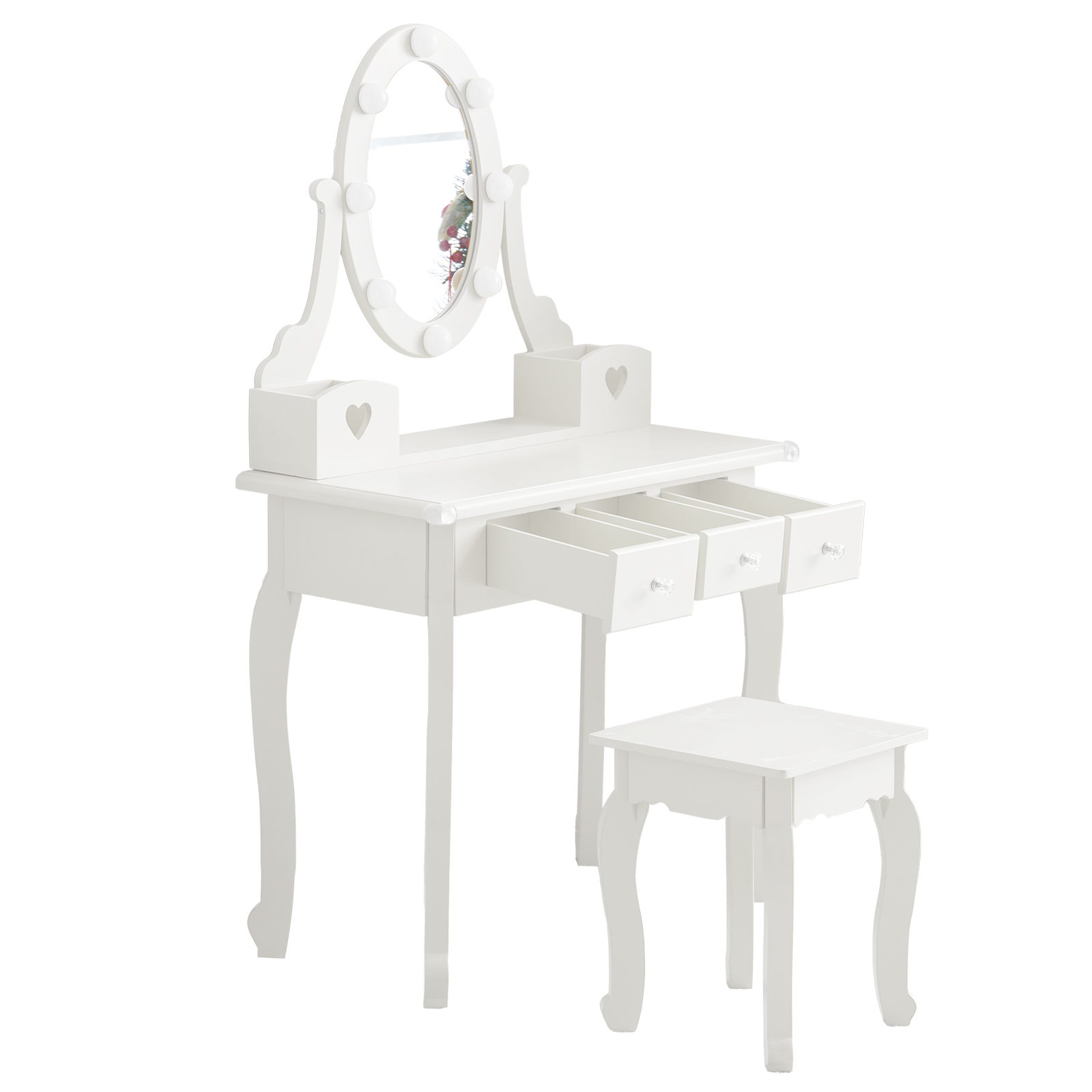 Kids Girls Vanity Table Set Makeup Dressing Mirror with Drawers Stool Xmas Gift - Picture 14 of 75