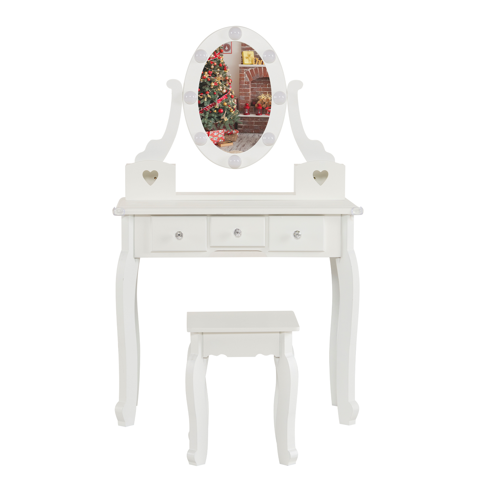 Kids Girls Vanity Table Set Makeup Dressing Mirror with Drawers Stool Xmas Gift - Picture 15 of 75