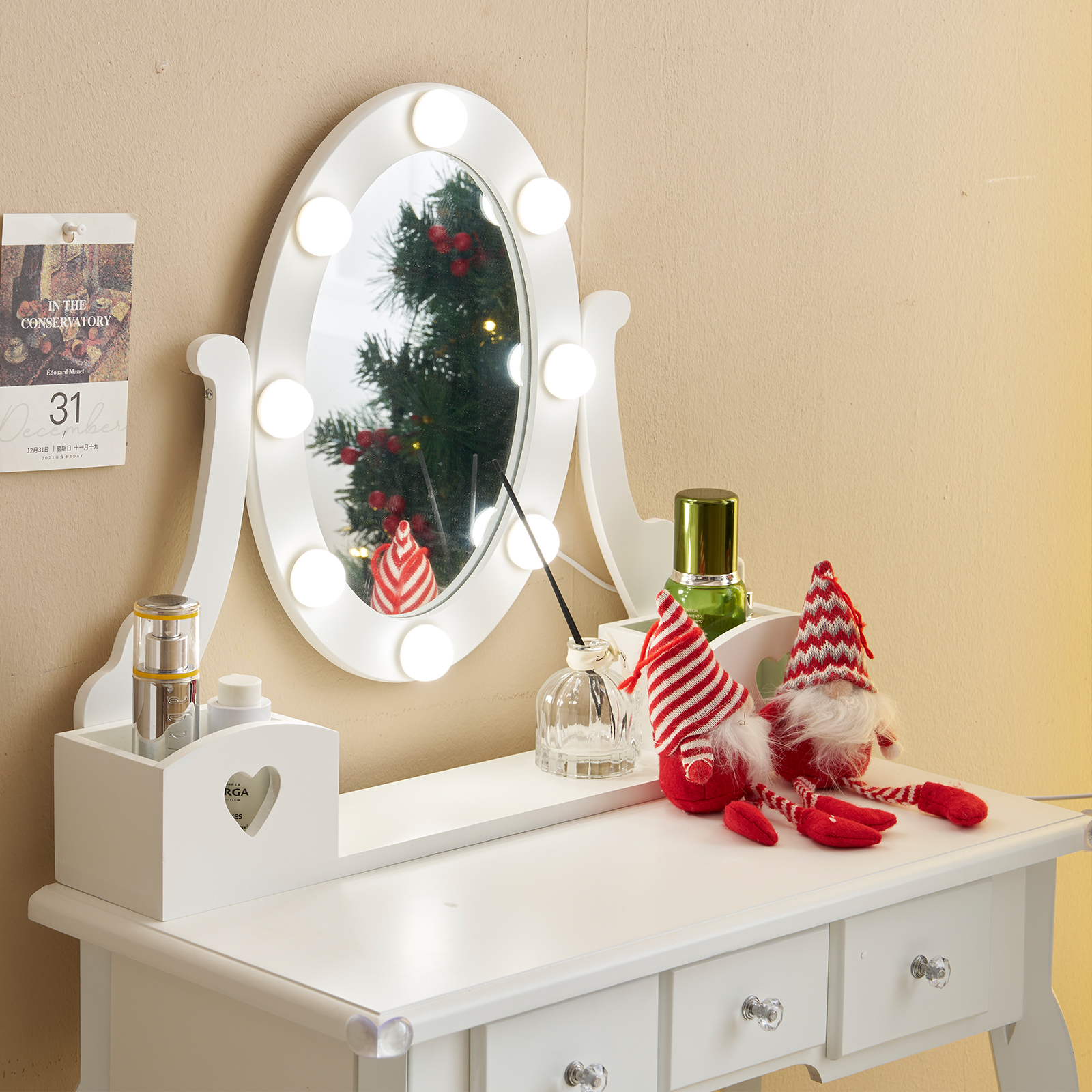 Kids Girls Vanity Table Set Makeup Dressing Mirror with Drawers Stool Xmas Gift - Picture 20 of 75