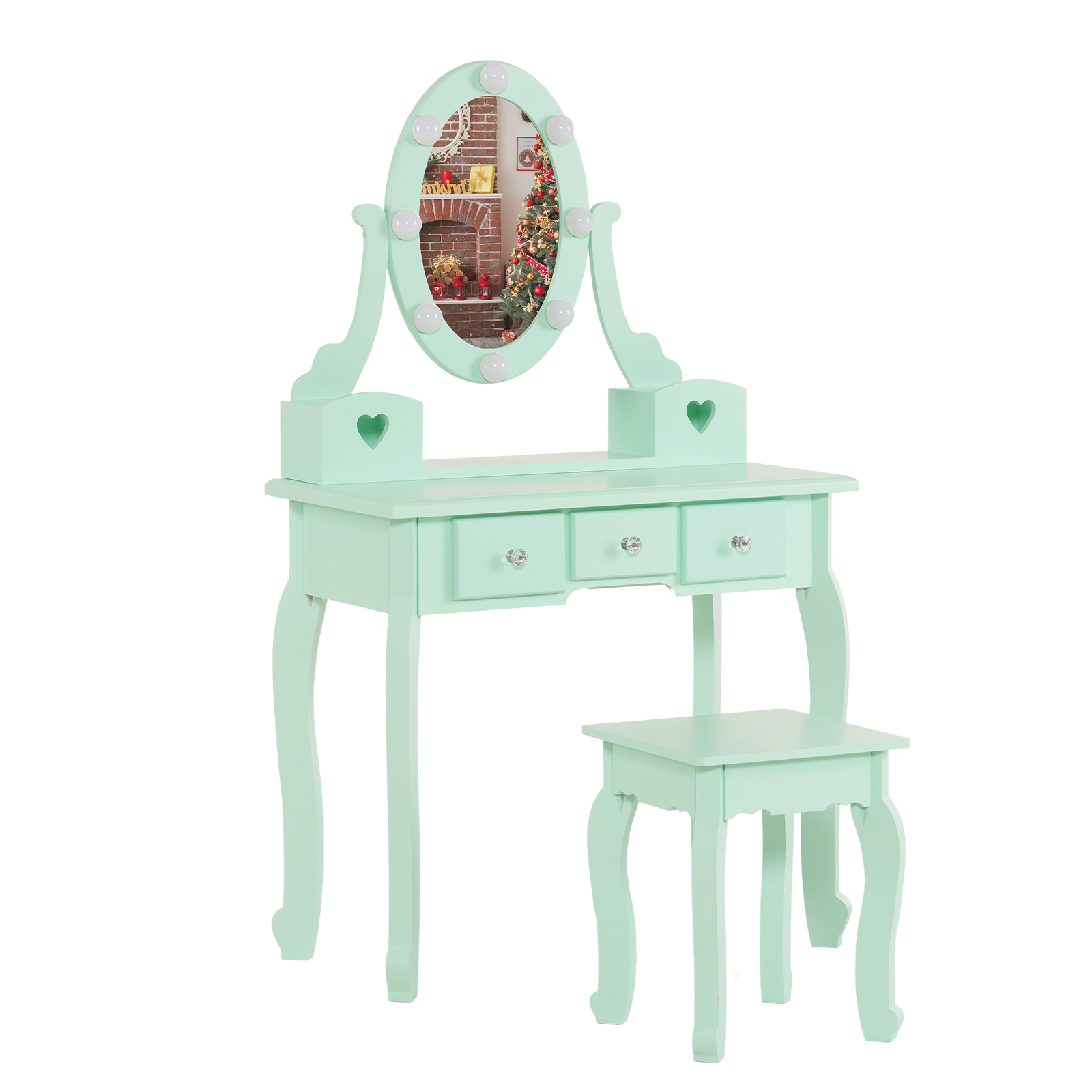 Kids Girls Vanity Table Set Makeup Dressing Mirror with Drawers Stool Xmas Gift - Picture 23 of 75