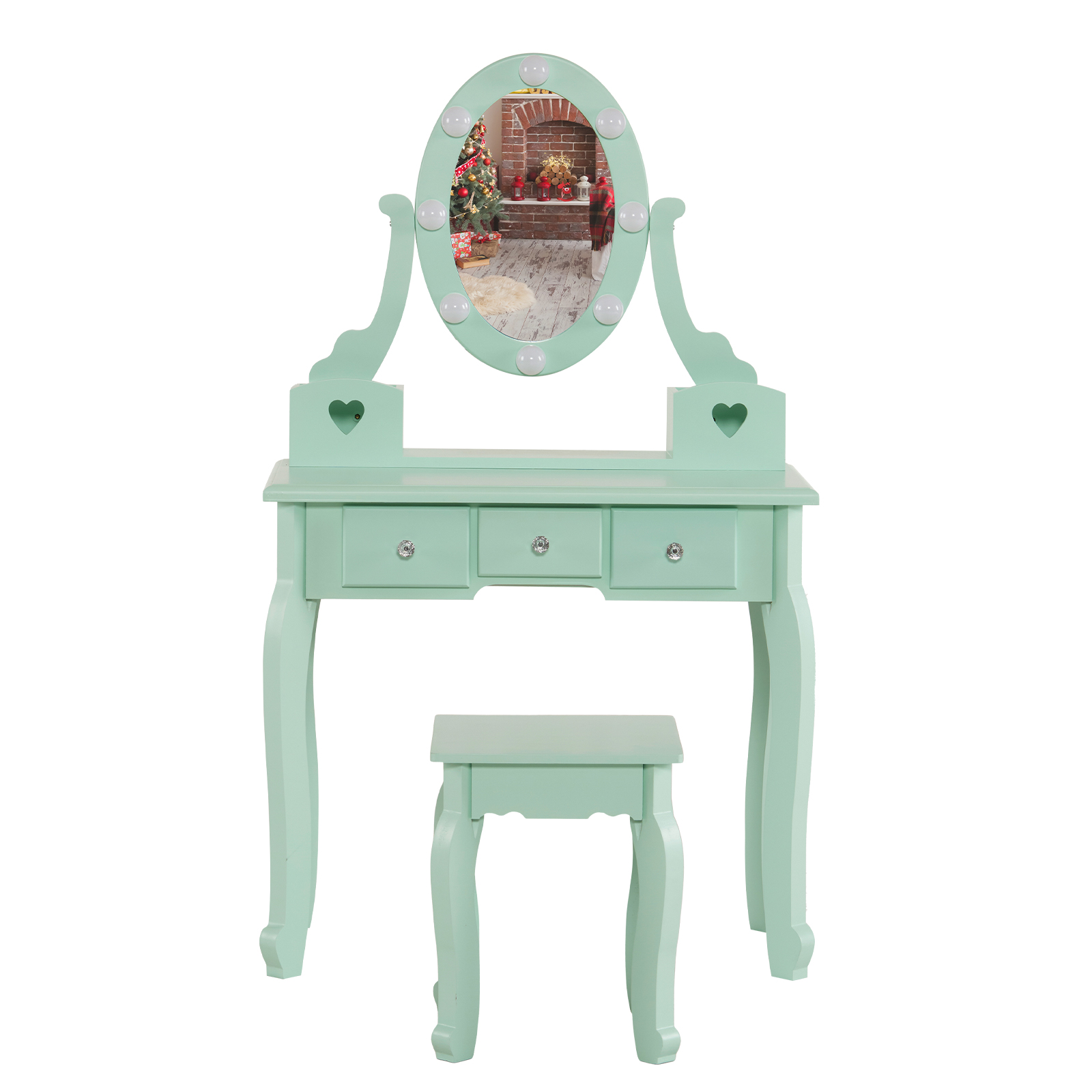 Kids Girls Vanity Table Set Makeup Dressing Mirror with Drawers Stool Xmas Gift - Picture 33 of 75