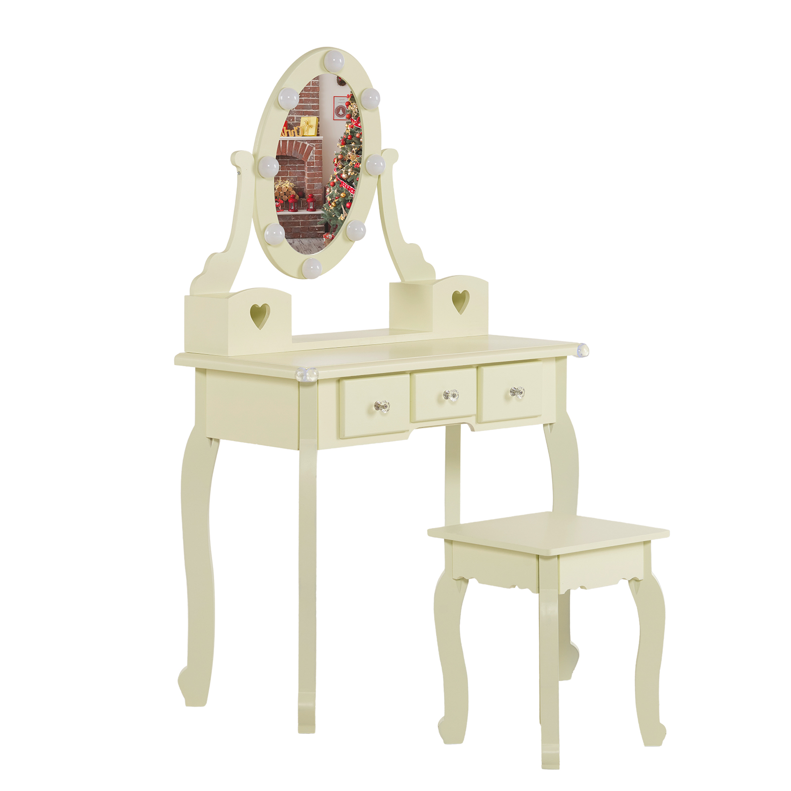Kids Girls Vanity Table Set Makeup Dressing Mirror with Drawers Stool Xmas Gift - Picture 34 of 75