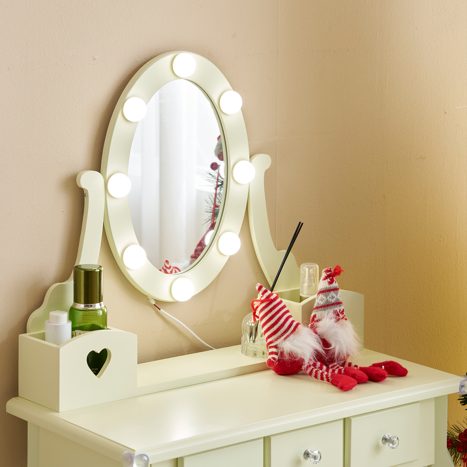 Kids Girls Vanity Table Set Makeup Dressing Mirror with Drawers Stool Xmas Gift - Picture 40 of 75