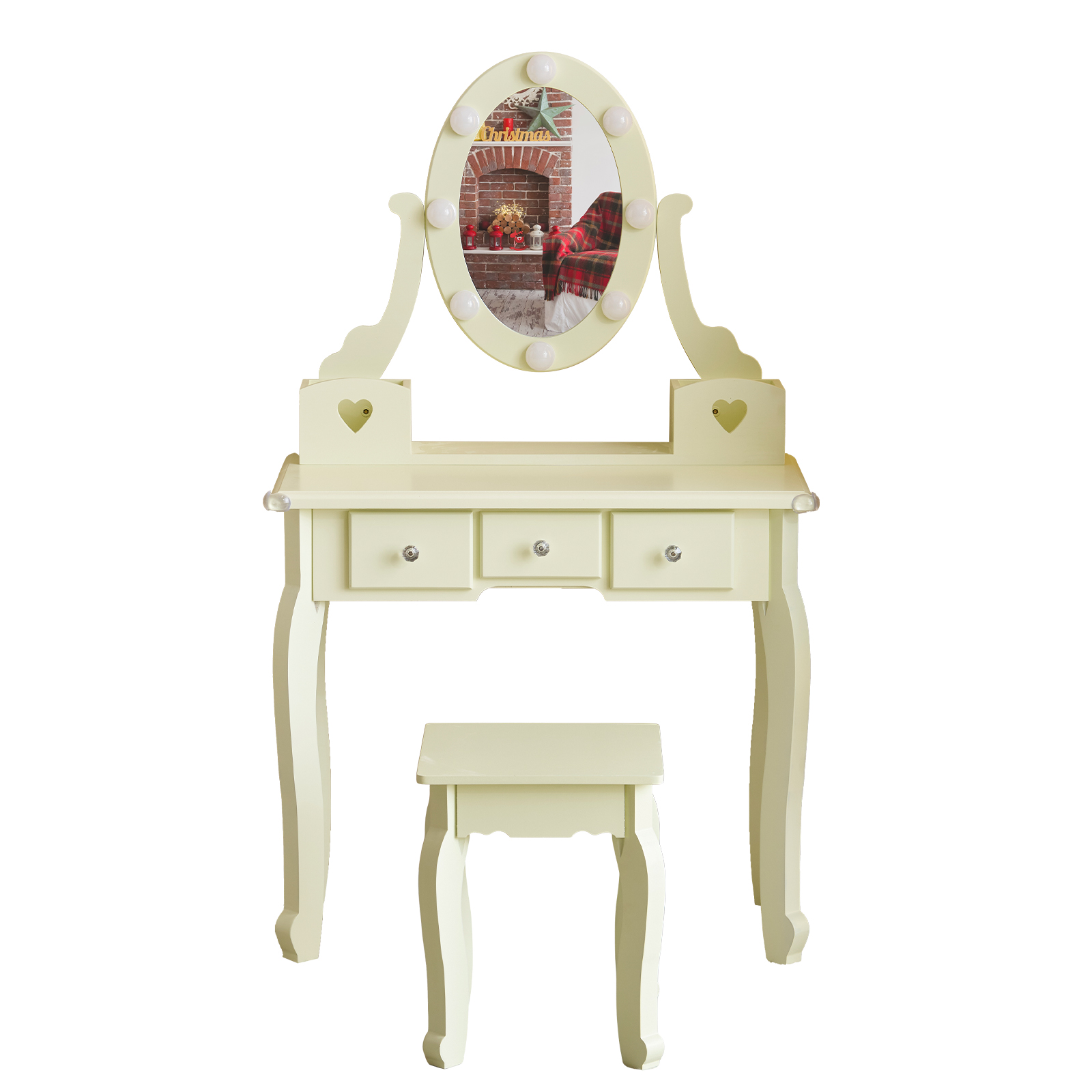 Kids Girls Vanity Table Set Makeup Dressing Mirror with Drawers Stool Xmas Gift - Picture 44 of 75