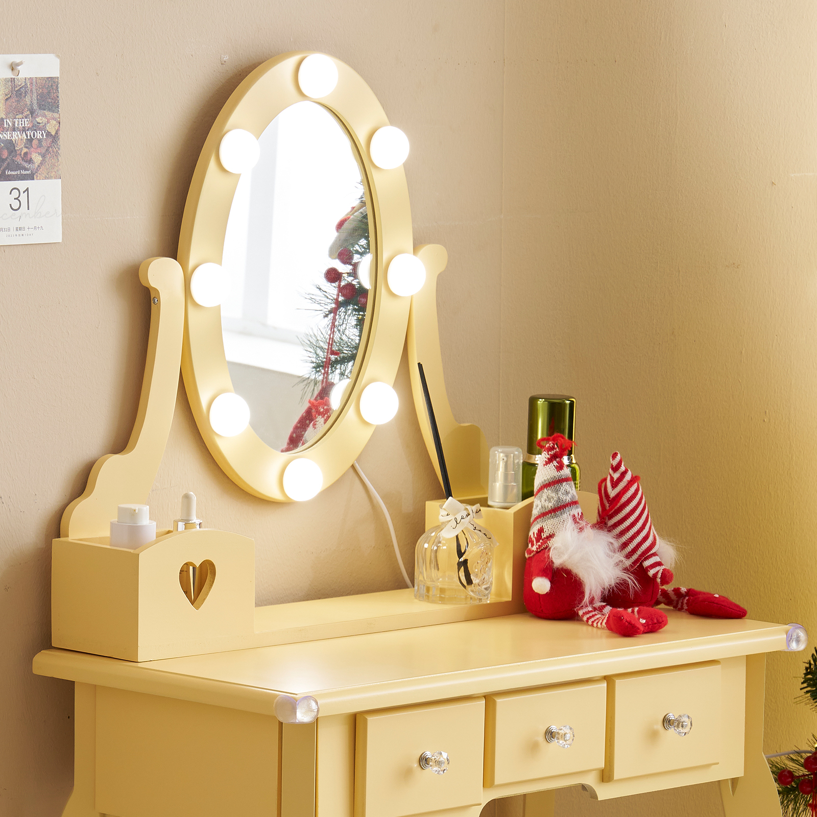 Kids Girls Vanity Table Set Makeup Dressing Mirror with Drawers Stool Xmas Gift - Picture 51 of 75
