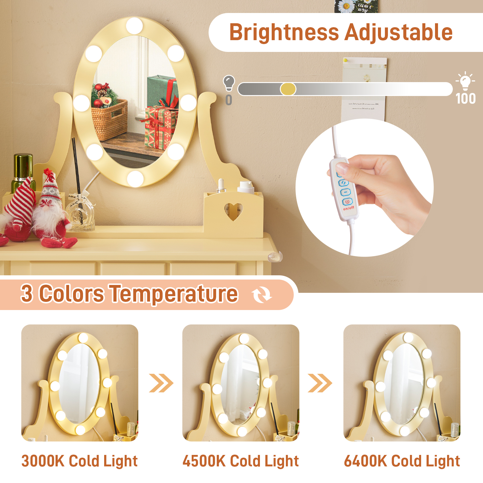 Kids Girls Vanity Table Set Makeup Dressing Mirror with Drawers Stool Xmas Gift - Picture 54 of 75