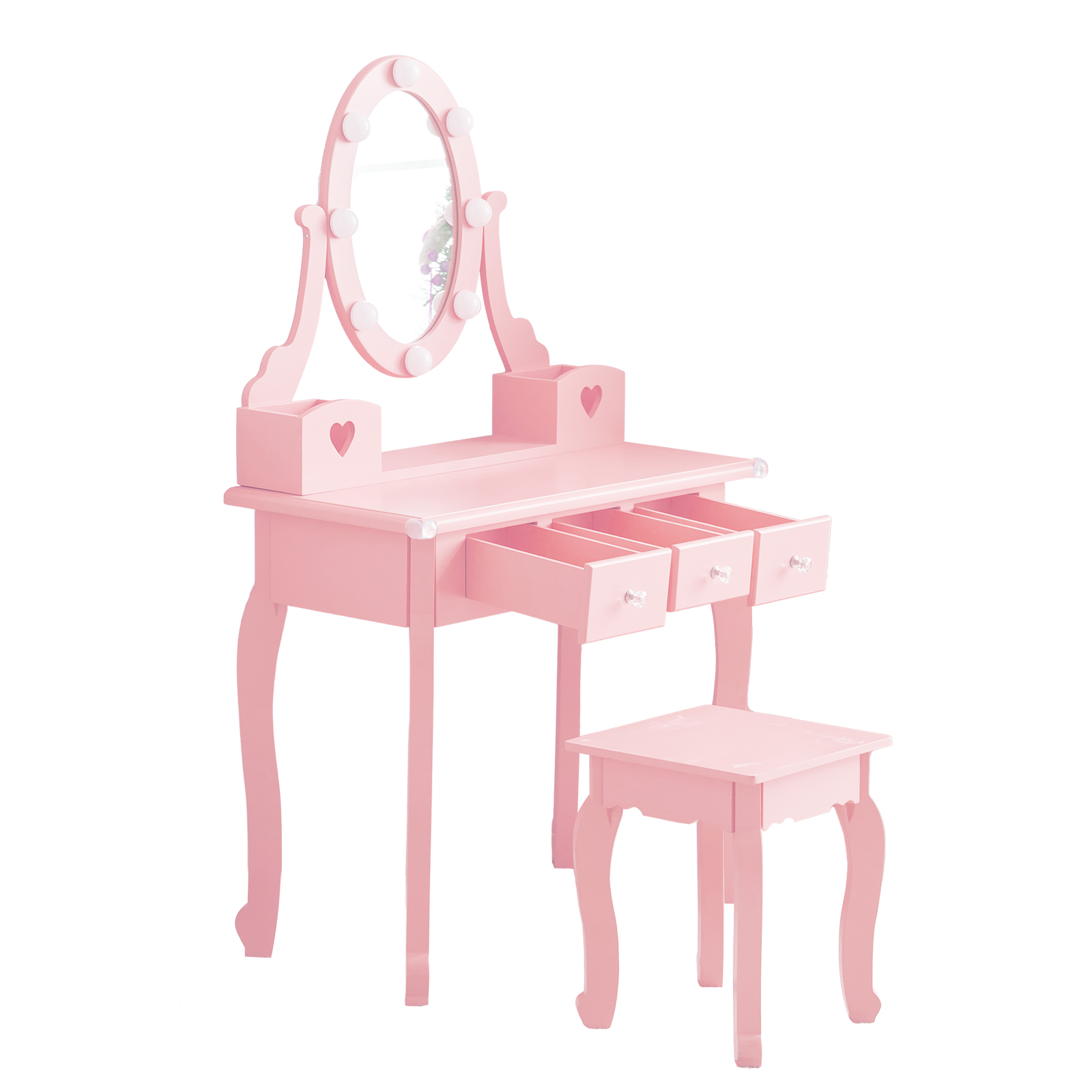Kids Girls Vanity Table Set Makeup Dressing Mirror with Drawers Stool Xmas Gift - Picture 57 of 75