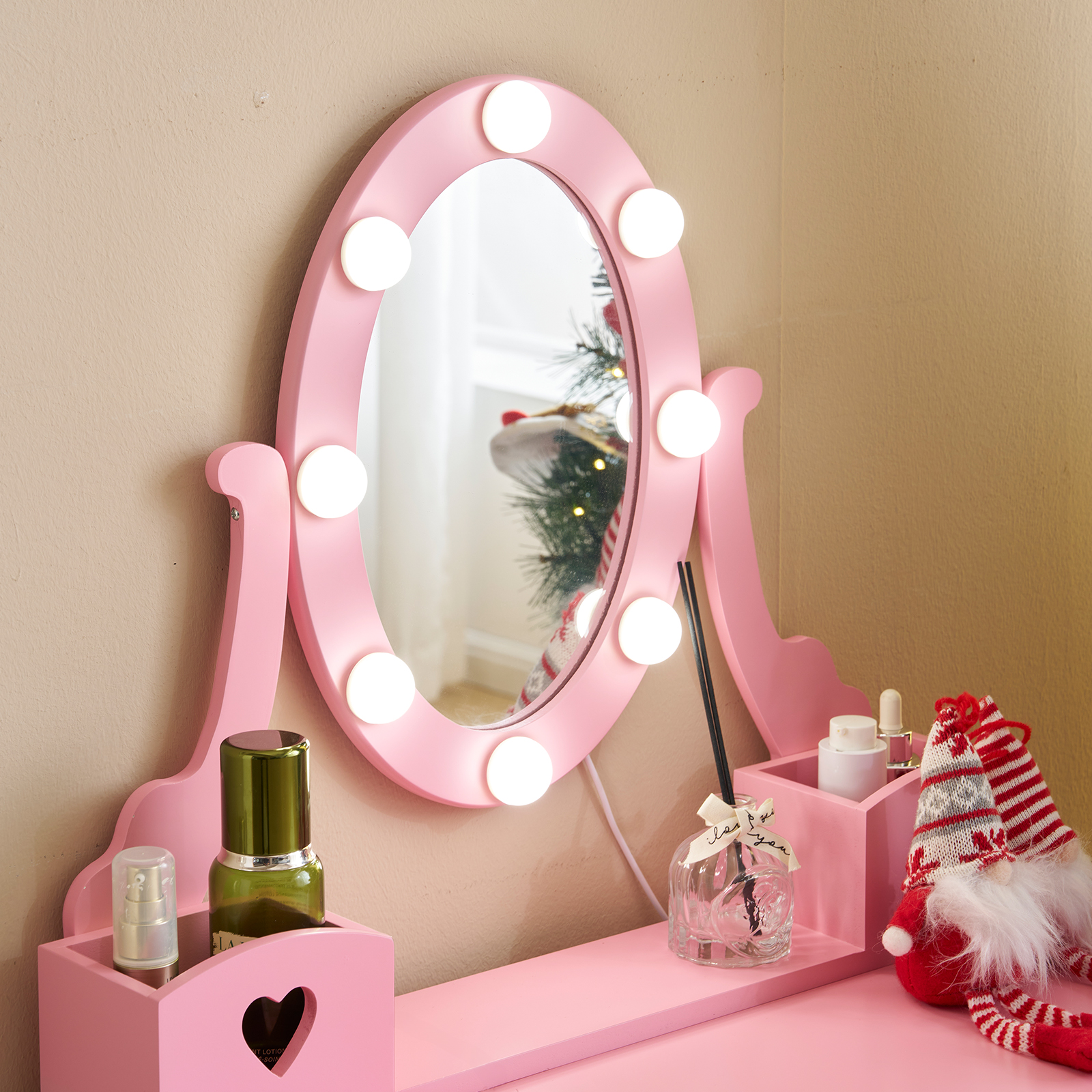 Kids Girls Vanity Table Set Makeup Dressing Mirror with Drawers Stool Xmas Gift - Picture 63 of 75