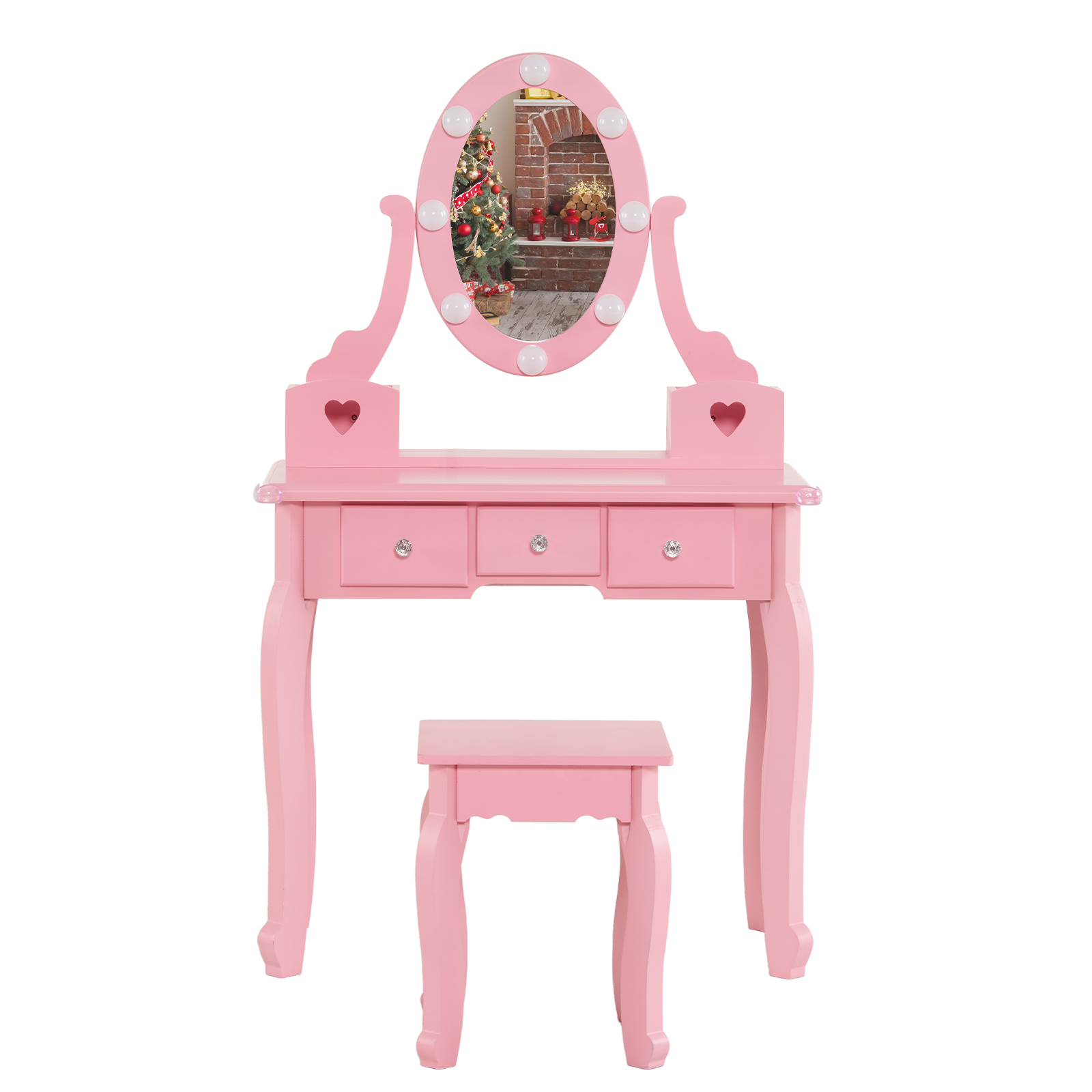 Kids Girls Vanity Table Set Makeup Dressing Mirror with Drawers Stool Xmas Gift - Picture 66 of 75